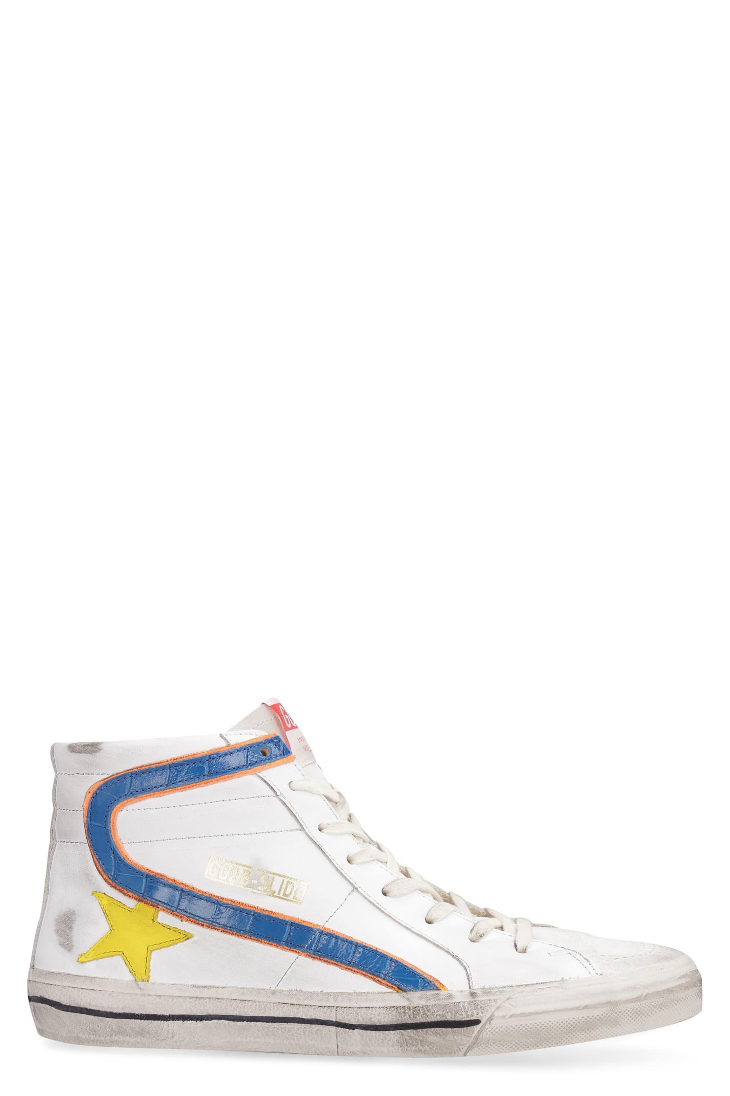 GOLDEN GOOSE SLIDE LEATHER HIGH-TOP SNEAKERS,GMF00115F001122 10508