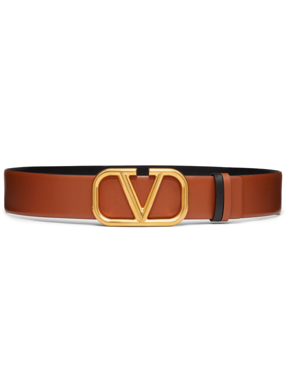 Valentino Leather Reversible Vlogo Belt In Brown