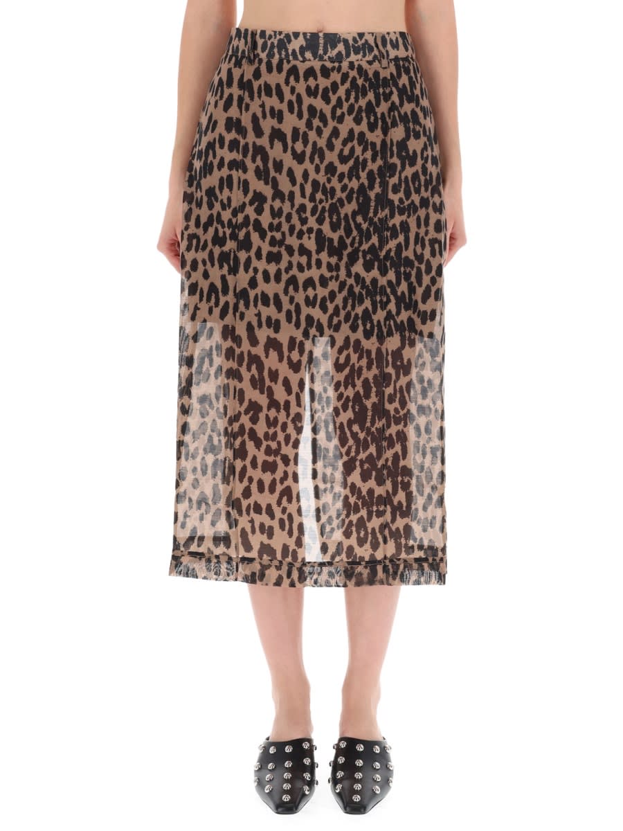 Baum Und Pferdgarten Animal-print Pleated Skirt In Brown