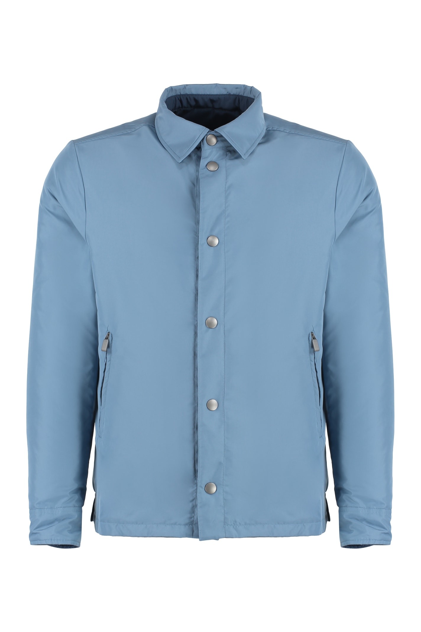 Shop Canali Techno Fabric Jacket In Blue