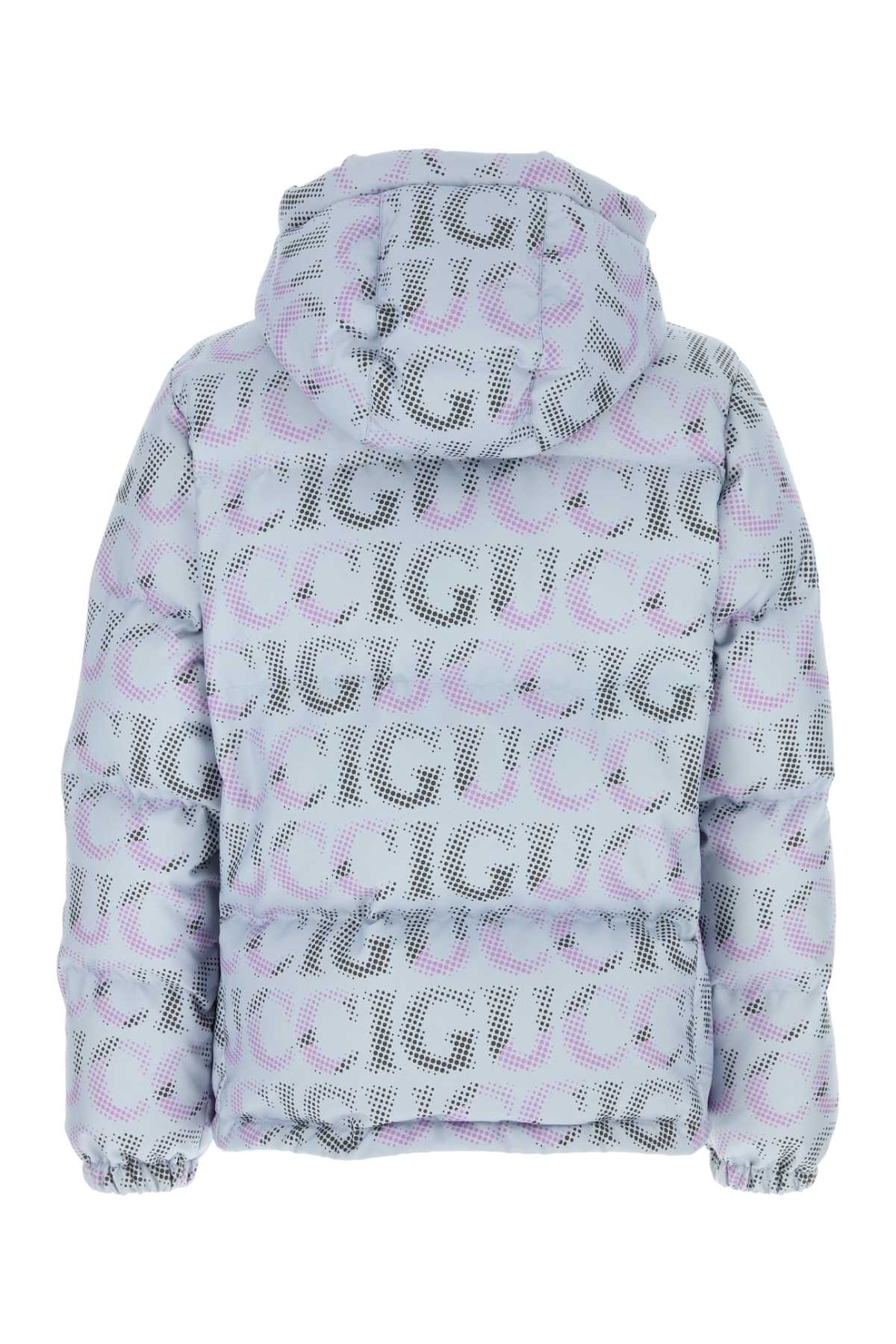 Gucci Printed Polyester Down Jacket In Blue