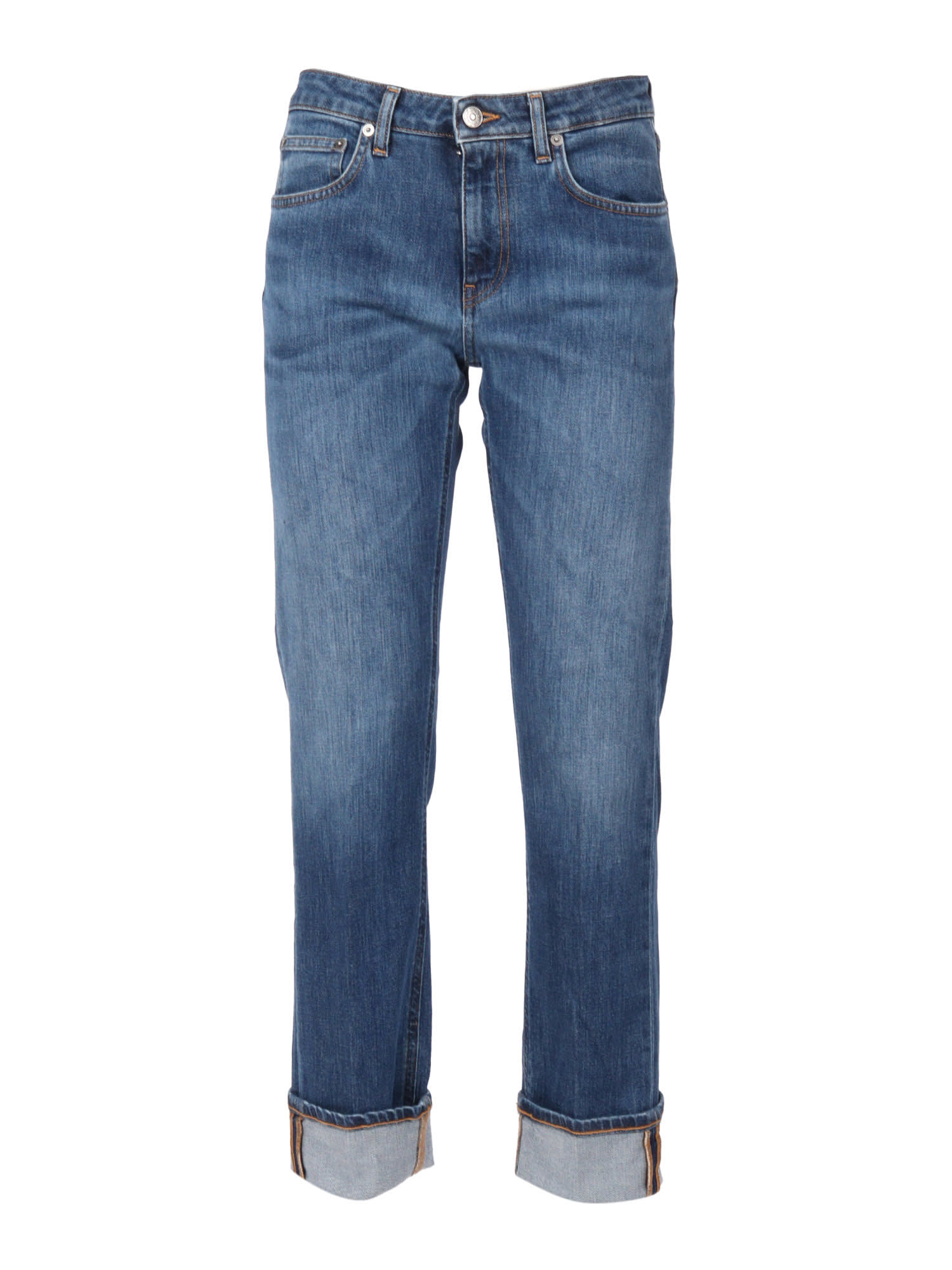 Dondup Relaxed Fit Jeans With Rolled Cuffs In Blue