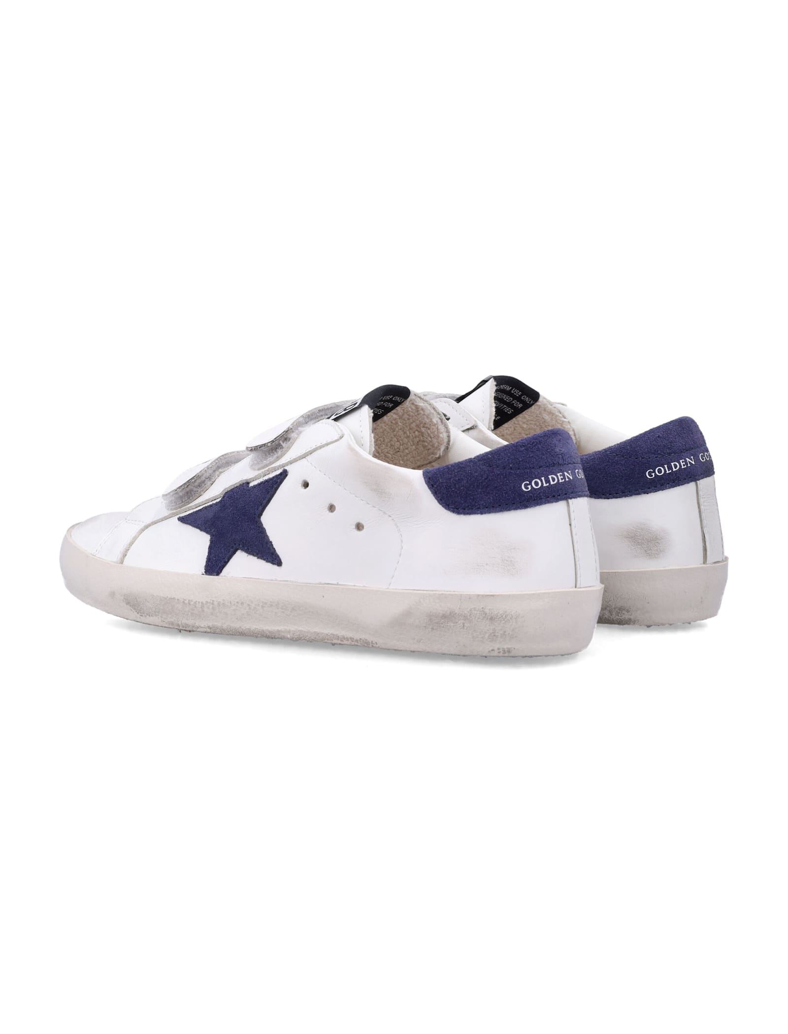 Golden Goose Kids Old School White And Blue Depths Sneakers In White