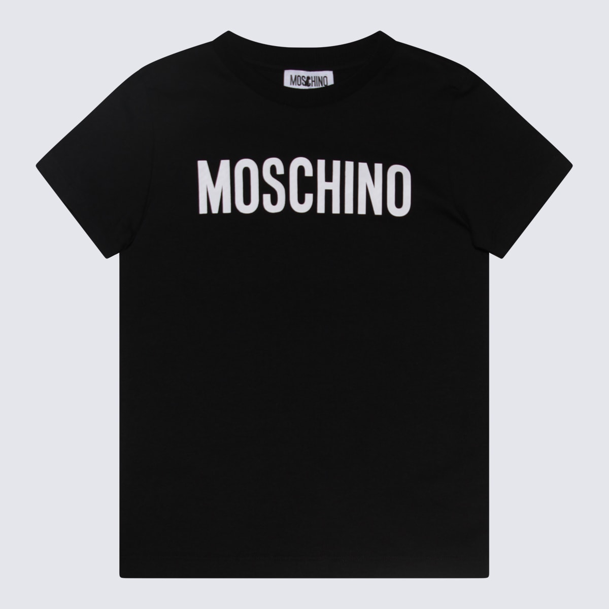 Moschino Kids' Black And White Cotton T-shirt In Nero