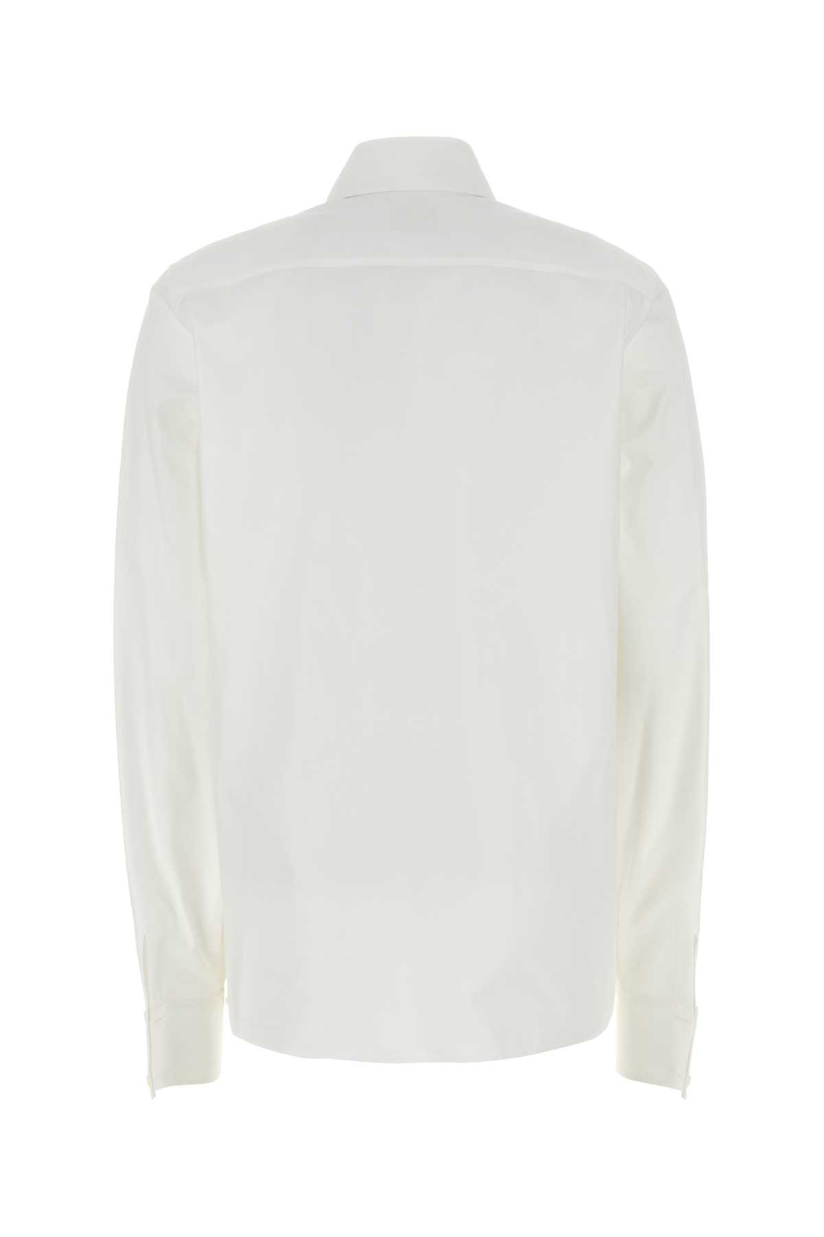 Shop Saint Laurent White Poplin Shirt In Bianc