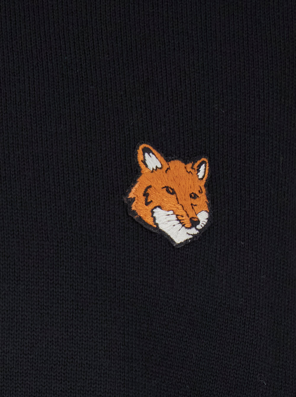 Maison Kitsuné Wool Crewneck Sweater Featuring Fox Design In Black