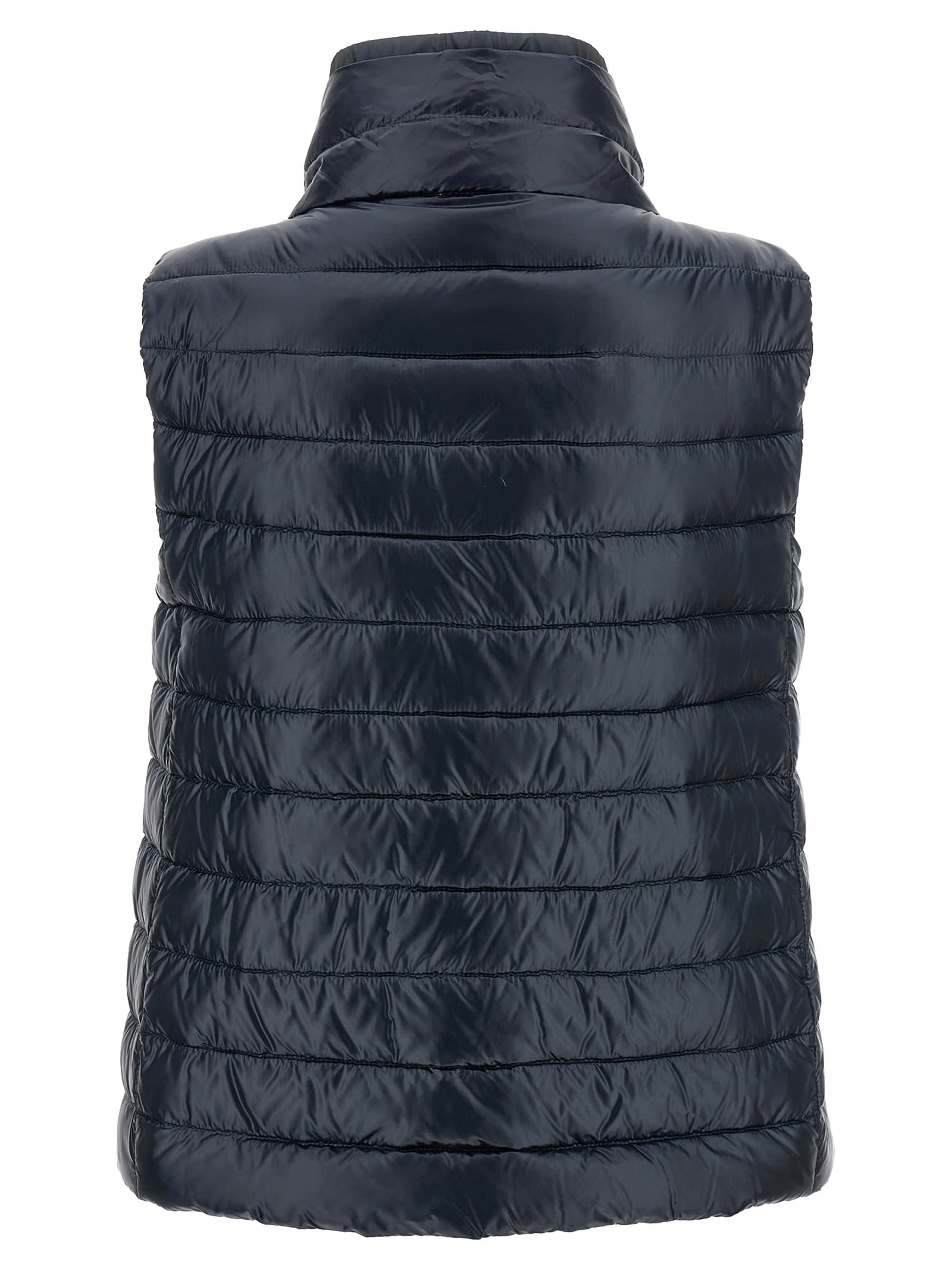 Herno Black Reversible Sleeveless Vest With High Drawstring Neck In Tech Fabric Woman In Multicolor