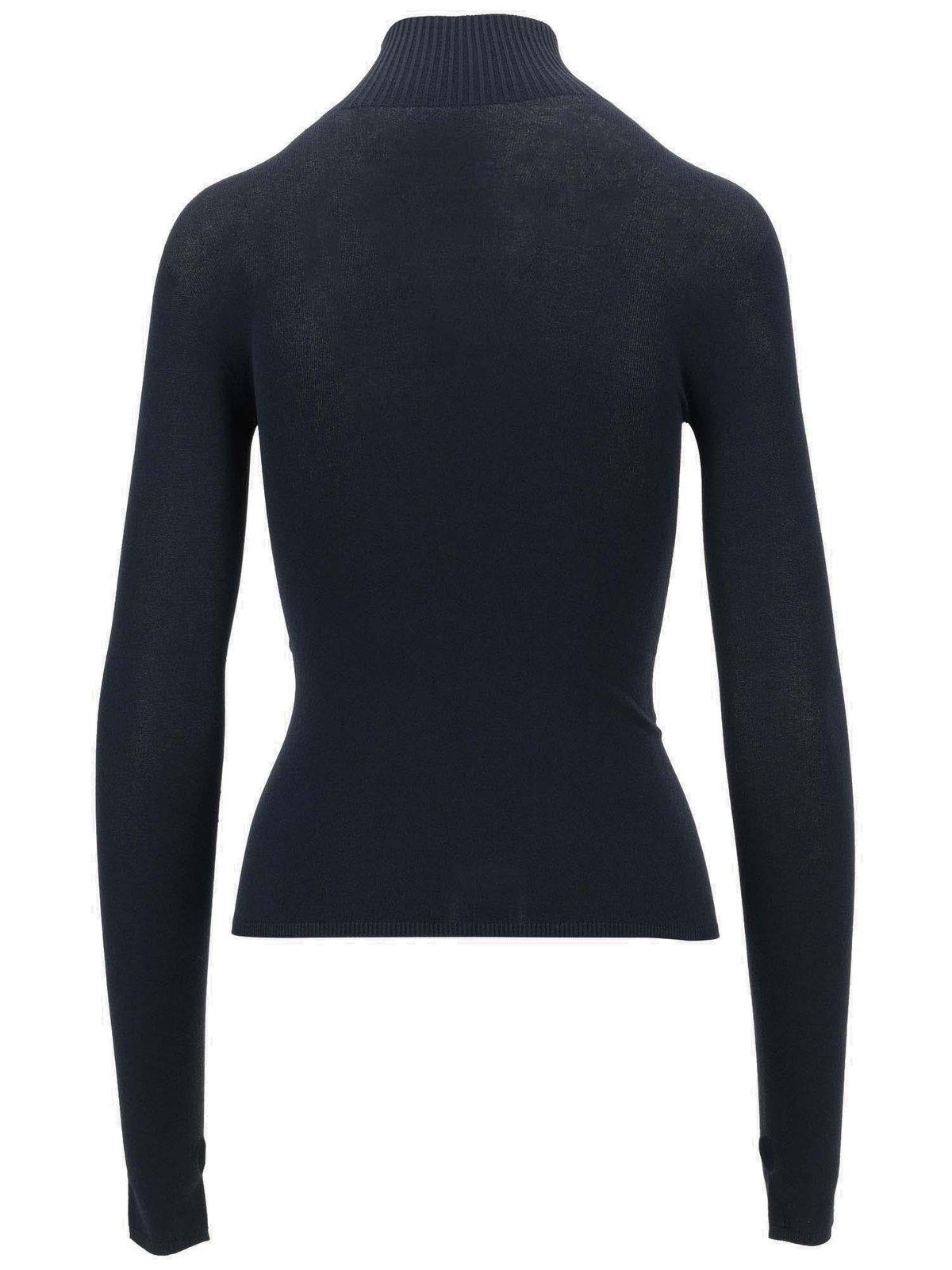 Shop Off-white Off-logo High Neck Long-sleeved Jumper In Cobalt Blue