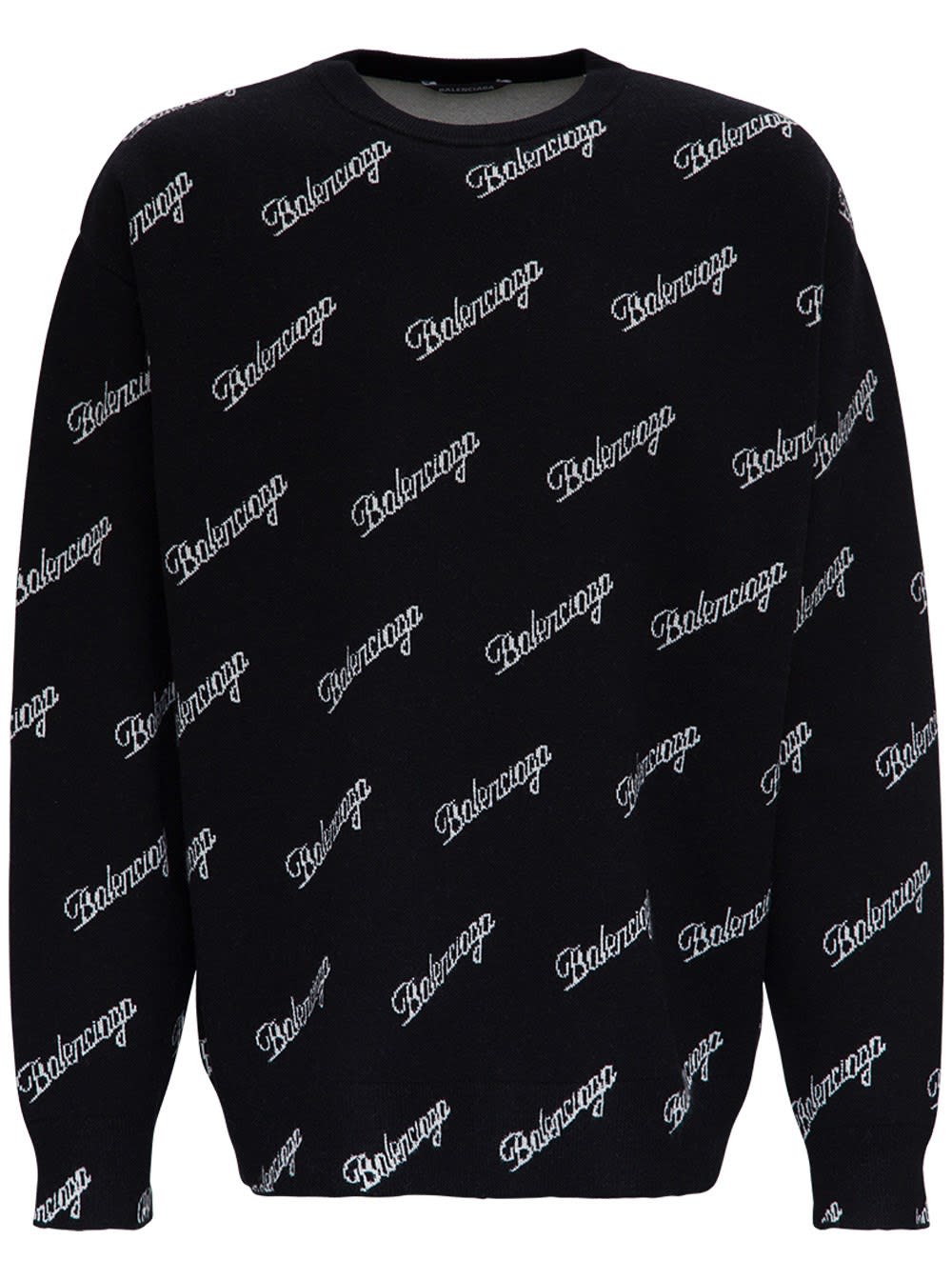 Balenciaga Wool Sweater With Allover Logo