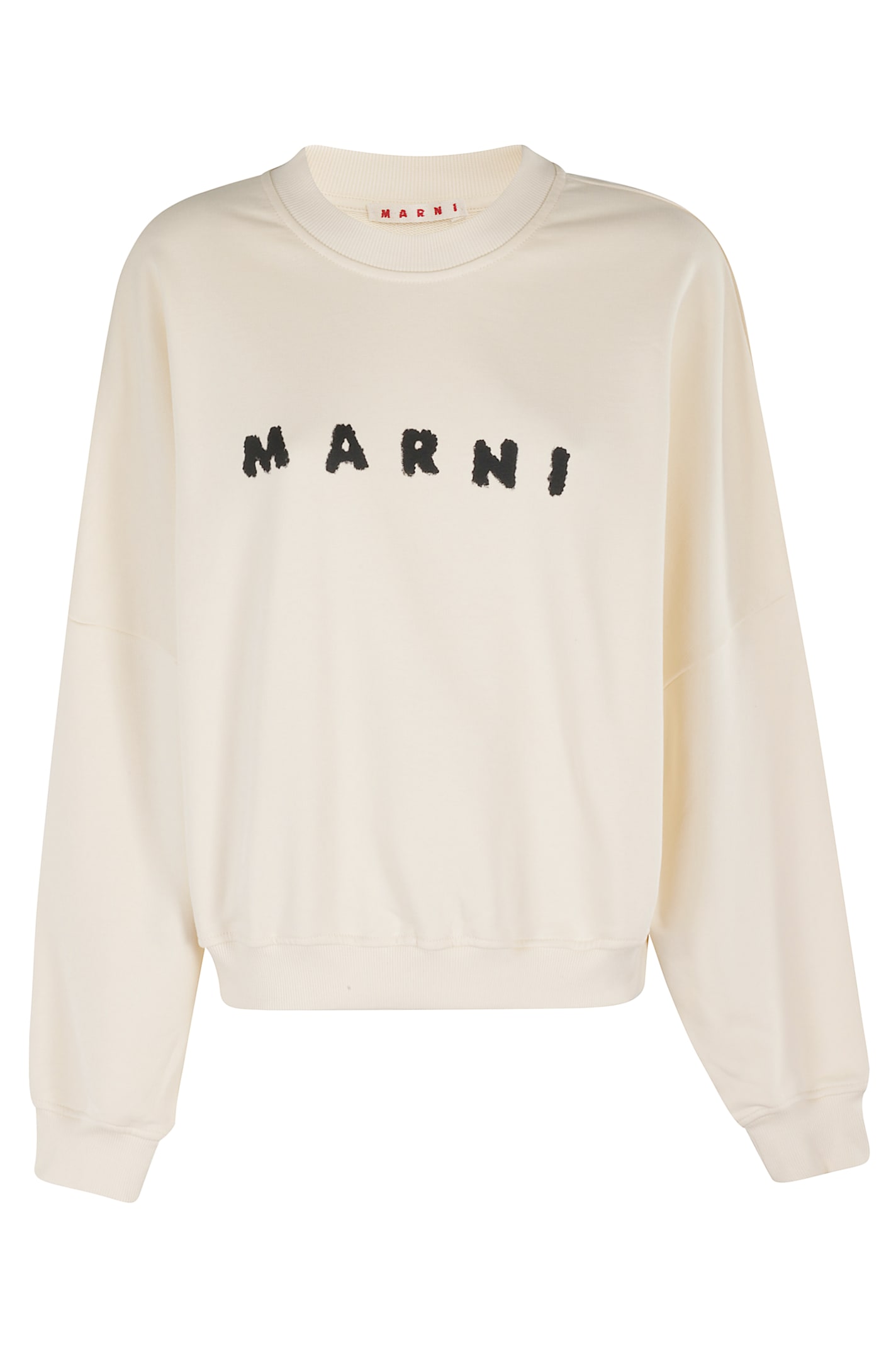 Marni Ivory Sweatshirt With Textured Lettering