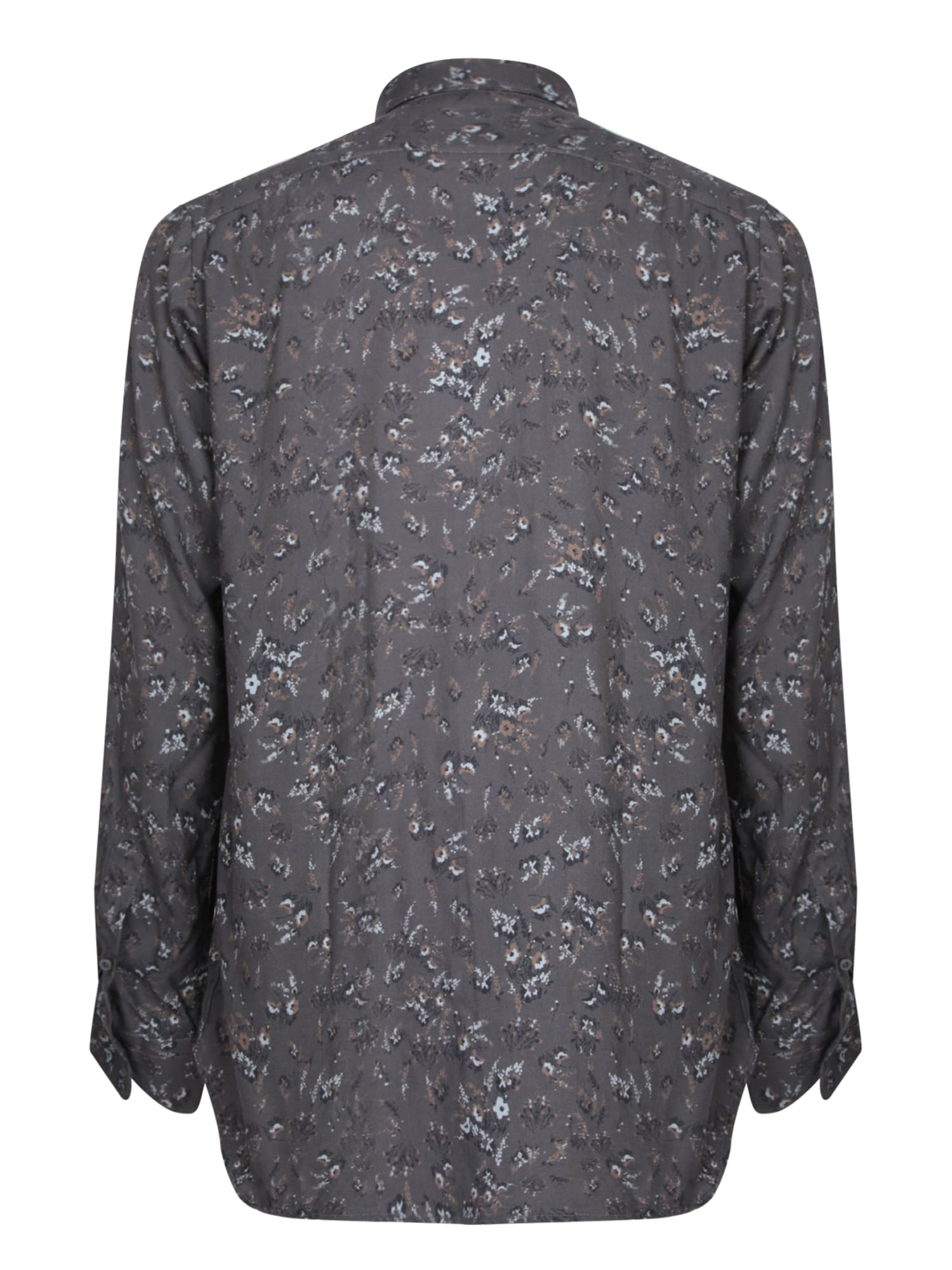 CANALI GREY MÃ©LANGE FLORAL VISCOSE SHIRT 