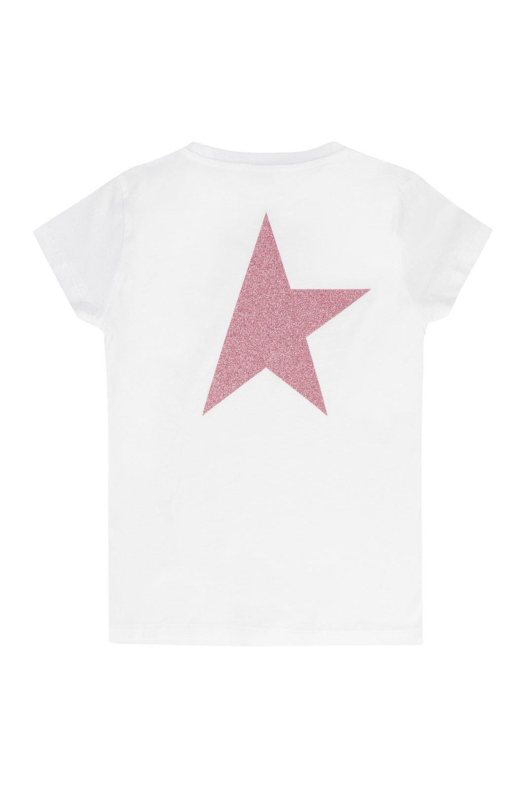 Shop Golden Goose Logo Printed Crewneck T-shirt In White/pink