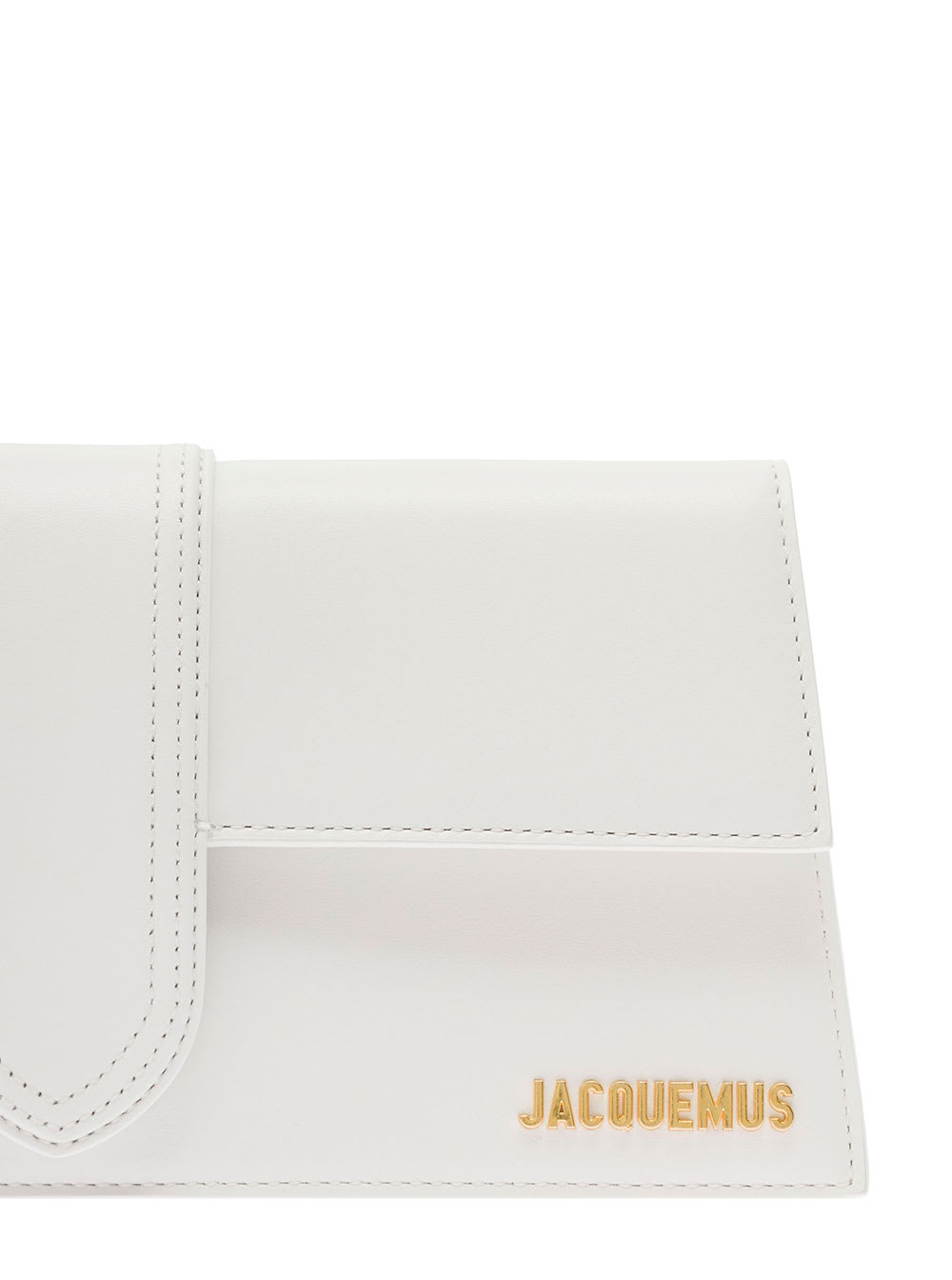 Shop Jacquemus Le Bambino Long White Handbag With Removable Shoulder Strap In Leather Woman