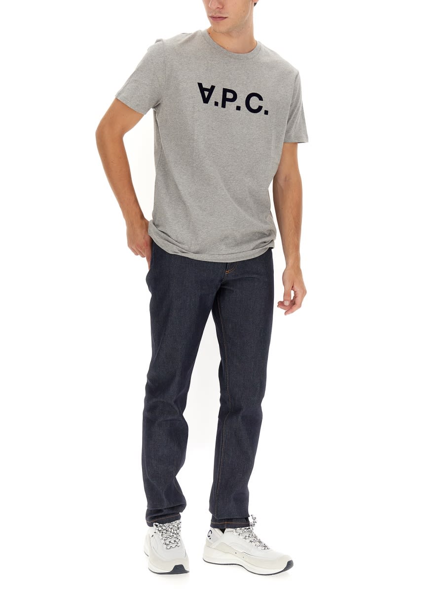 Shop Apc T-shirt With Logo In Grey