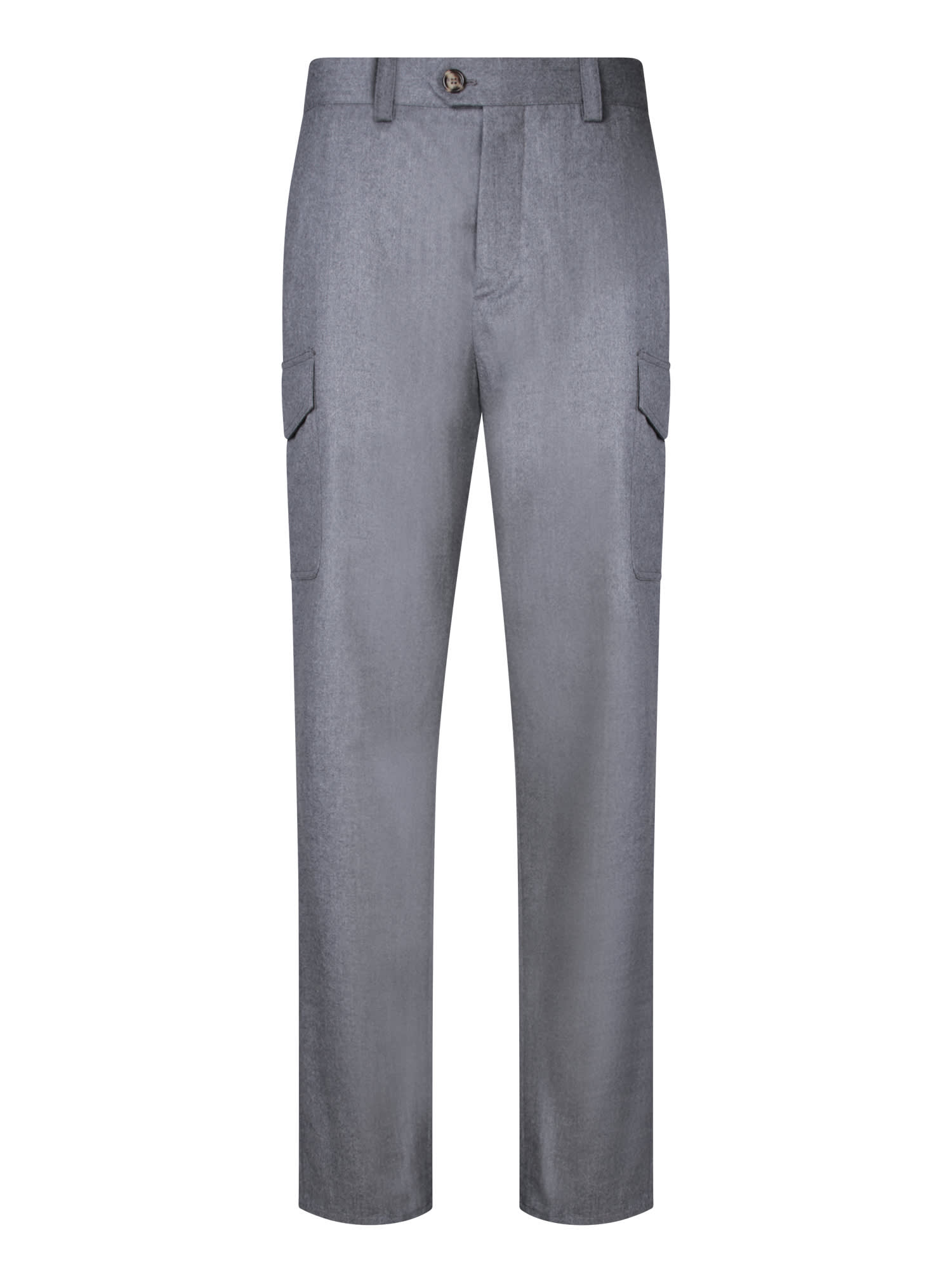 Shop Brunello Cucinelli Grey Flannel Cargo Pants