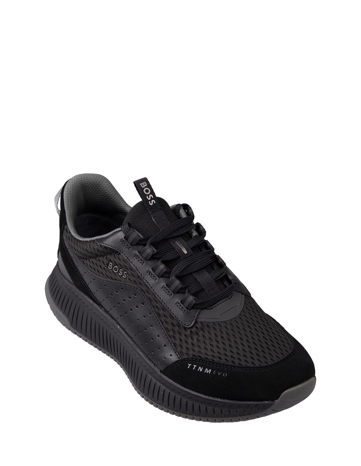 Shop Hugo Boss Black Ttnm Evo Sneakers In Suede And Leather And Mesh With Fishbone Sole