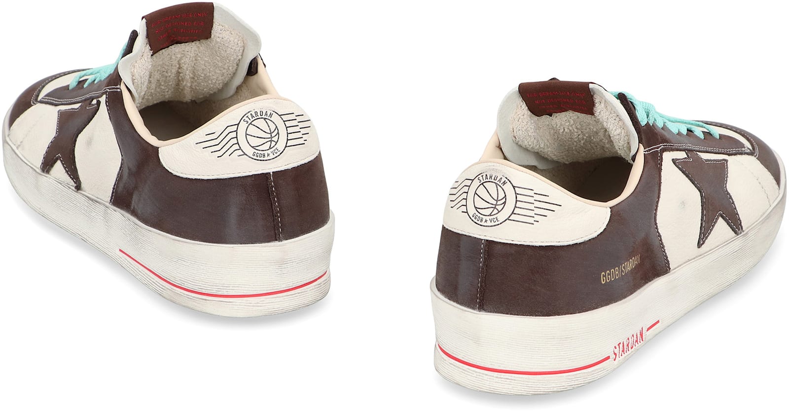 Golden Goose Distressed Leather Sneakers With Two-tone Star Patch In White