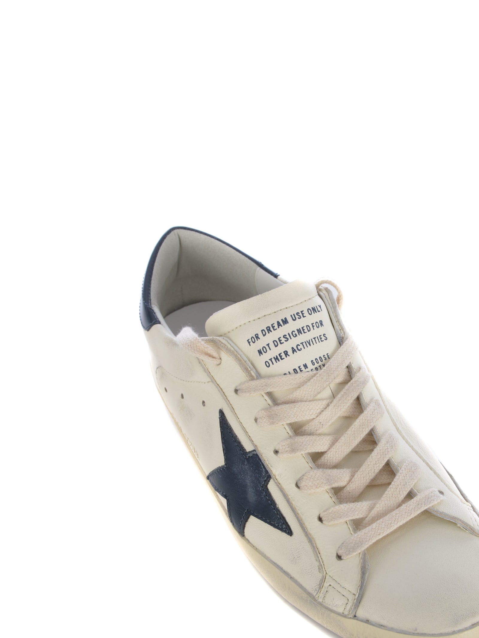 Shop Golden Goose Sneakers Golden Gooose Super Star Made Of Leather In Bianco Blu