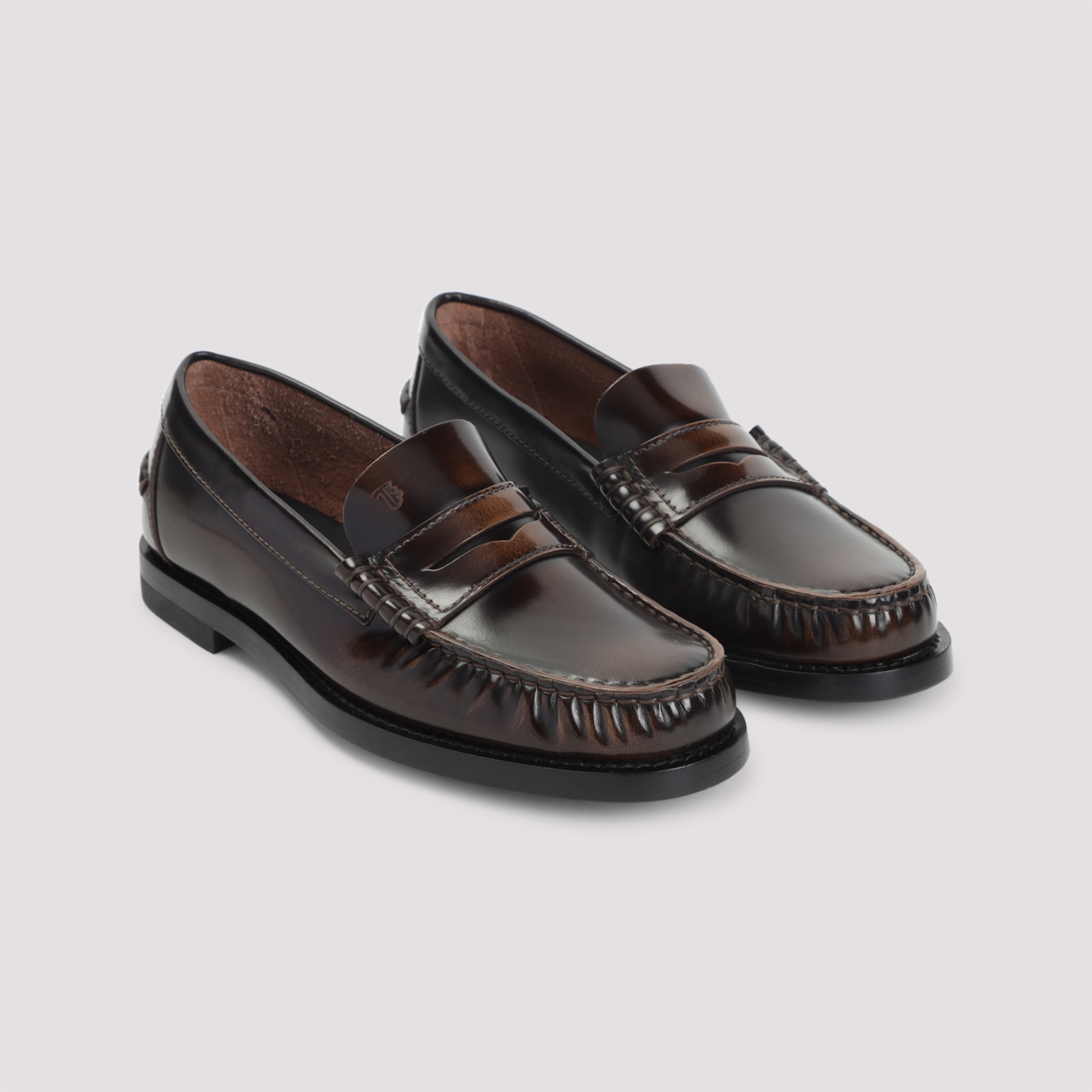 Tod's Gomma Patent Leather Penny Loafers In Brown