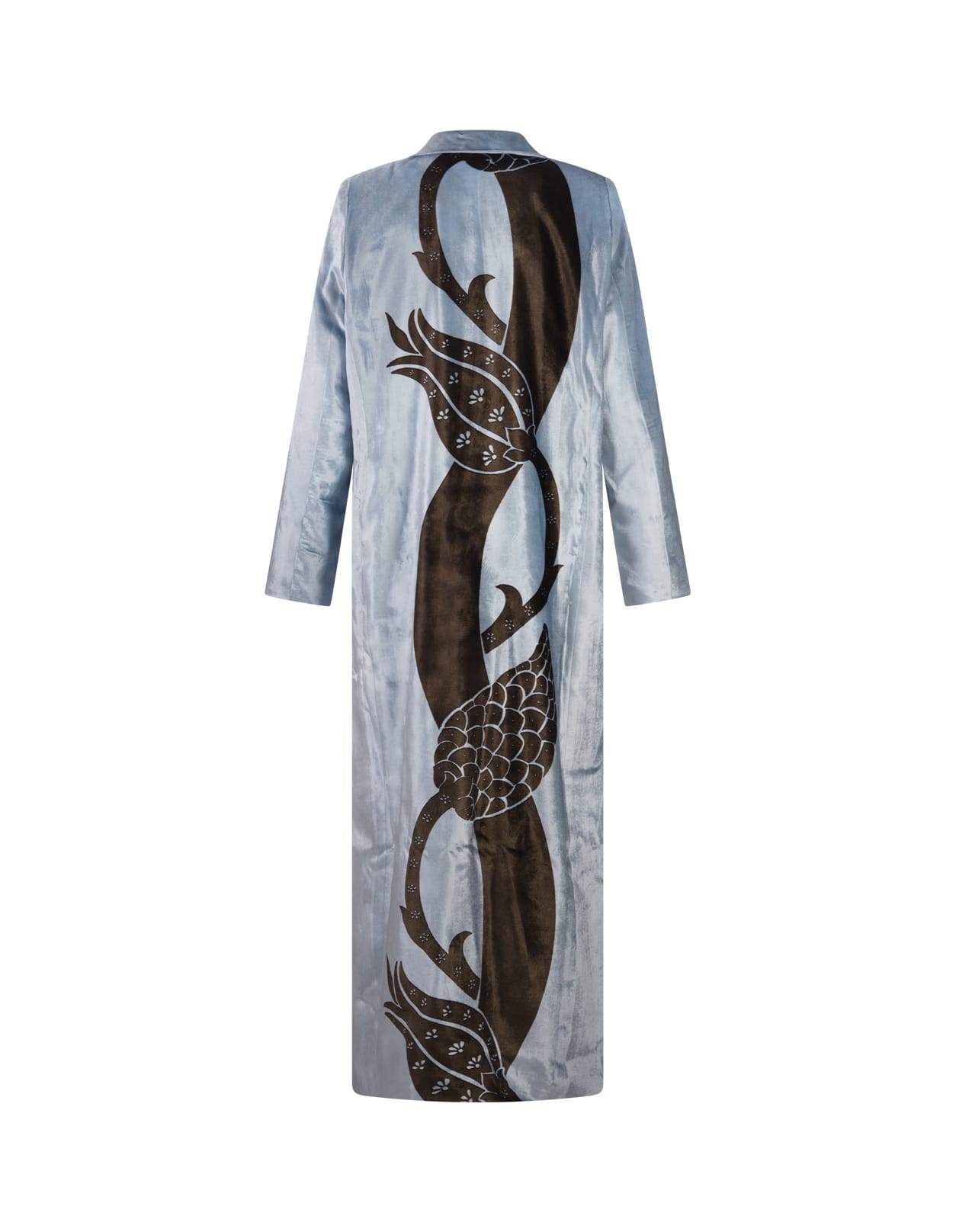 Shop F.r.s For Restless Sleepers Light Blue Proto Long Coat With Venetian Decorated Stripes