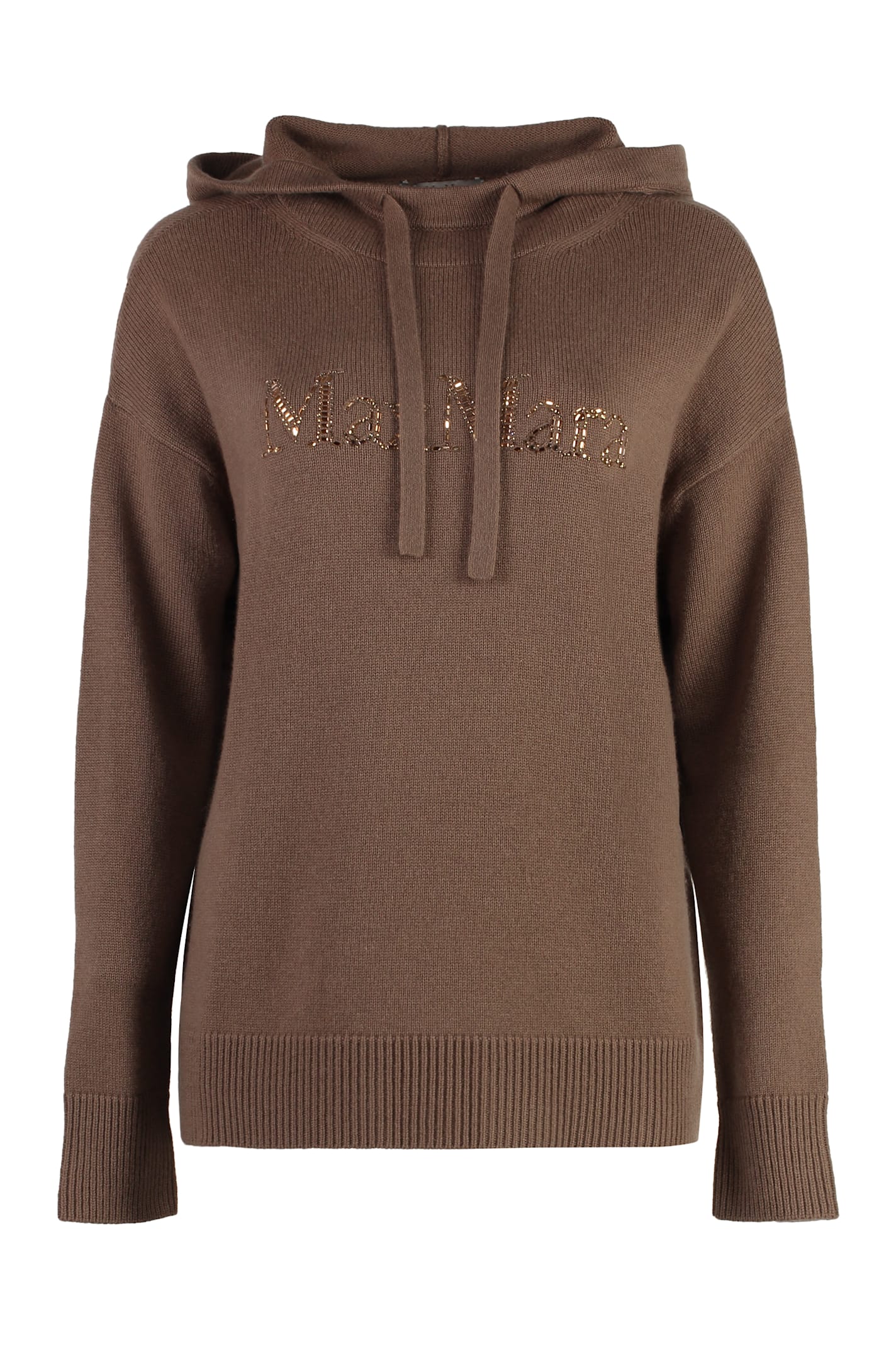 Shop 's Max Mara Hooded Wool And Cashmere Sweater In Brown