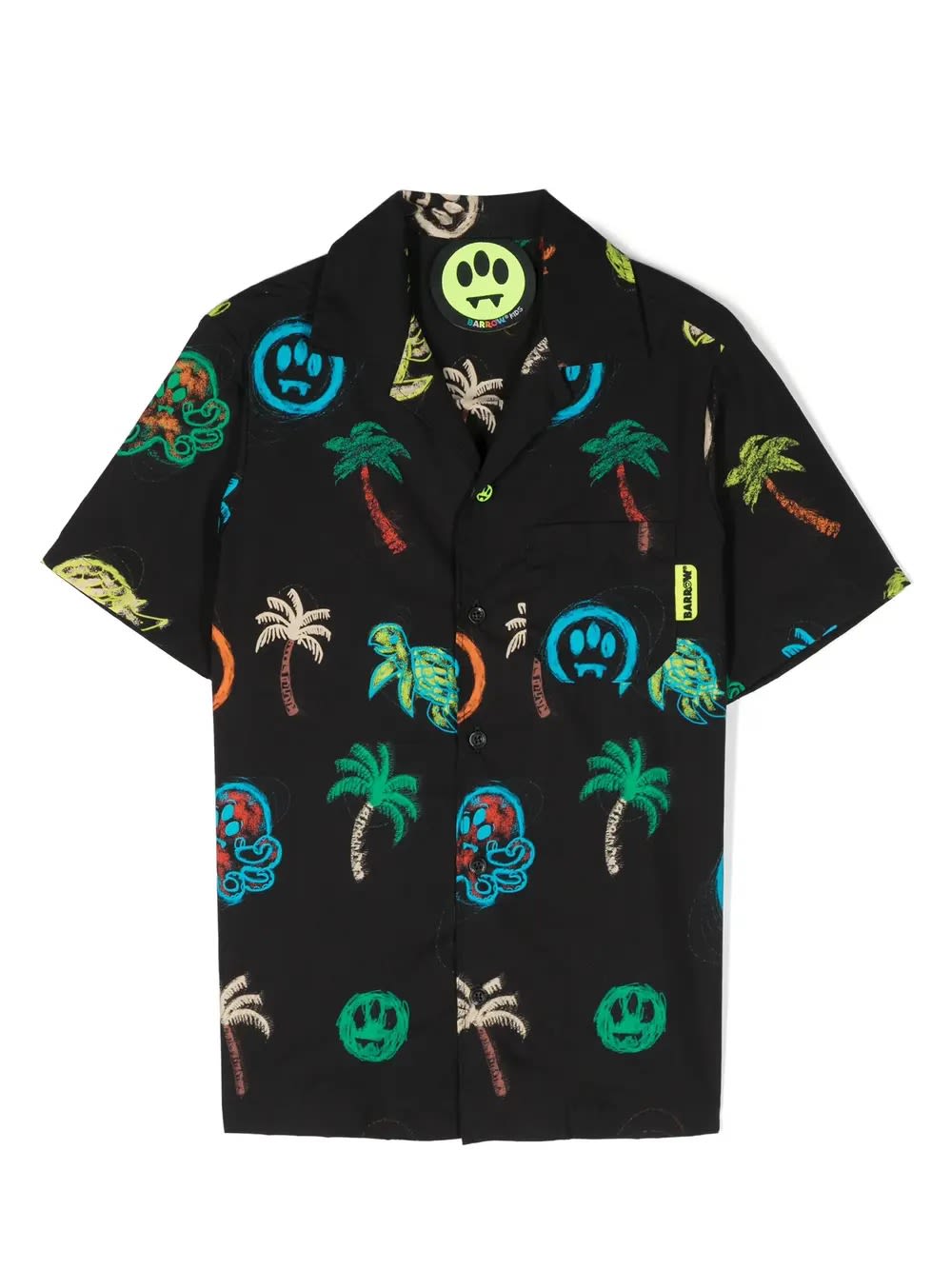 Shop Barrow Black Bowling Shirt With All-over Print