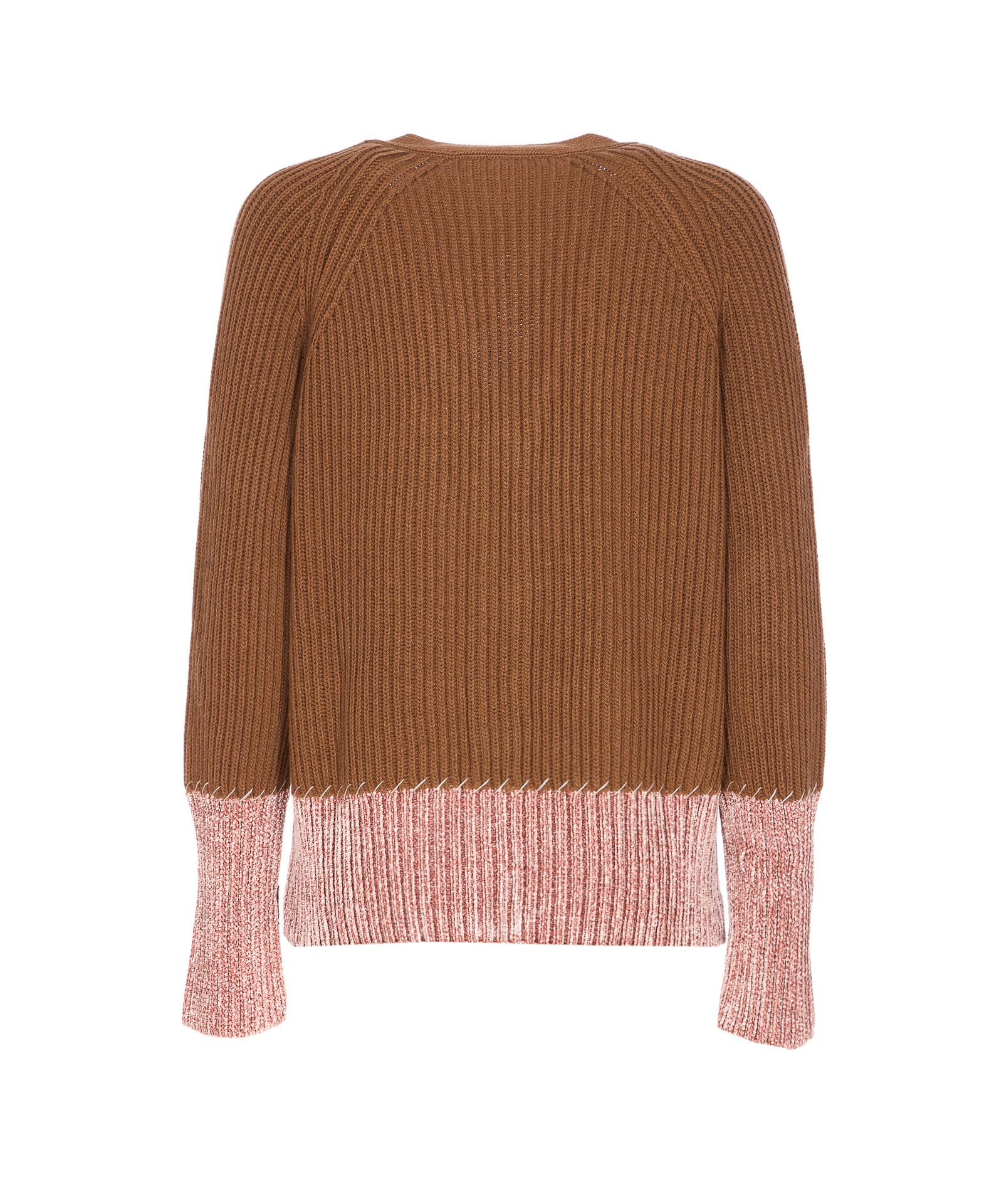 Marni Long Sleeve Merino Wool V-neck Cardigan In Brown