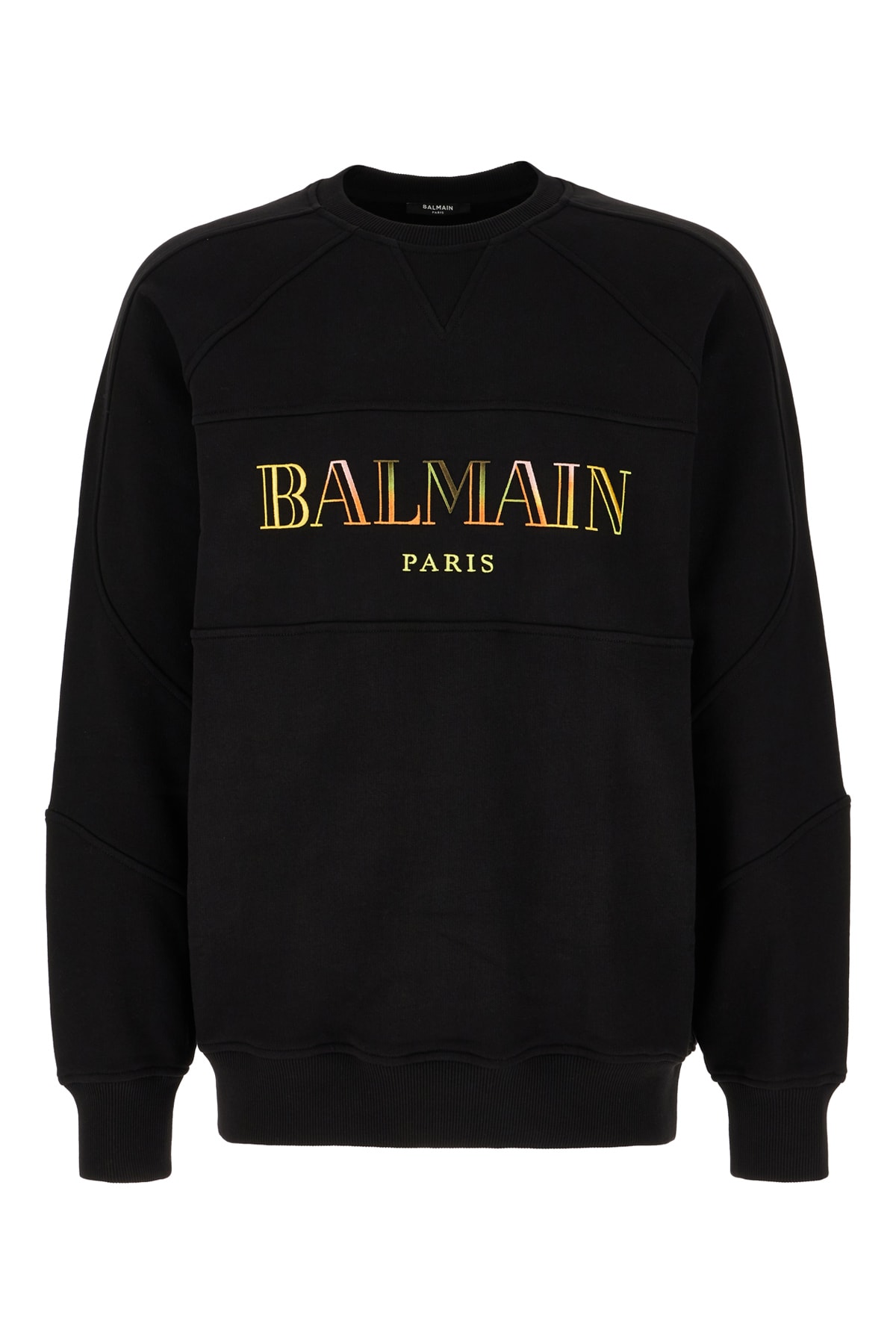 Shop Balmain Black Stretch Cotton Sweatshirt In Noir Multi