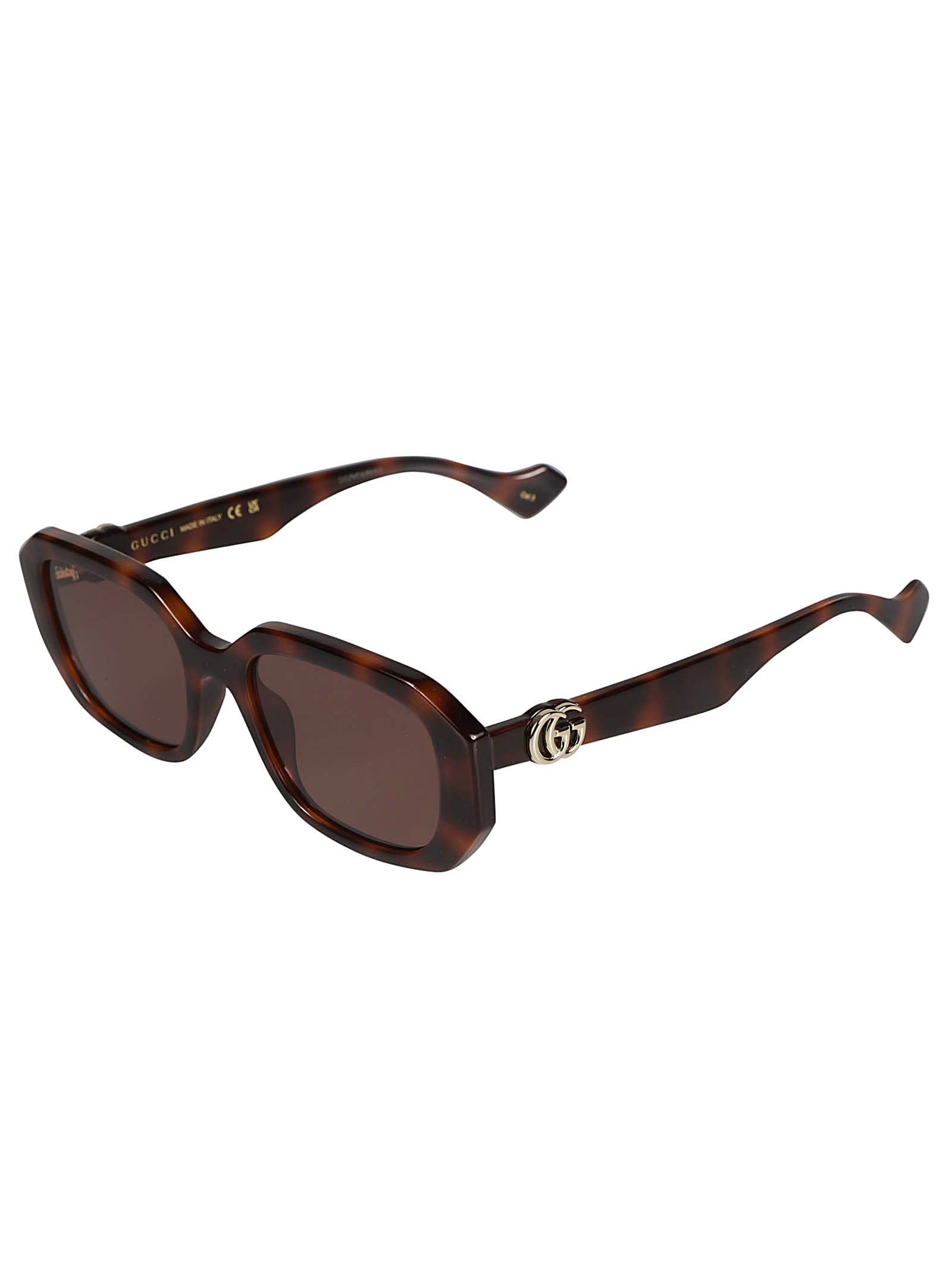 Shop Gucci Curved Square Sunglasses In Brown