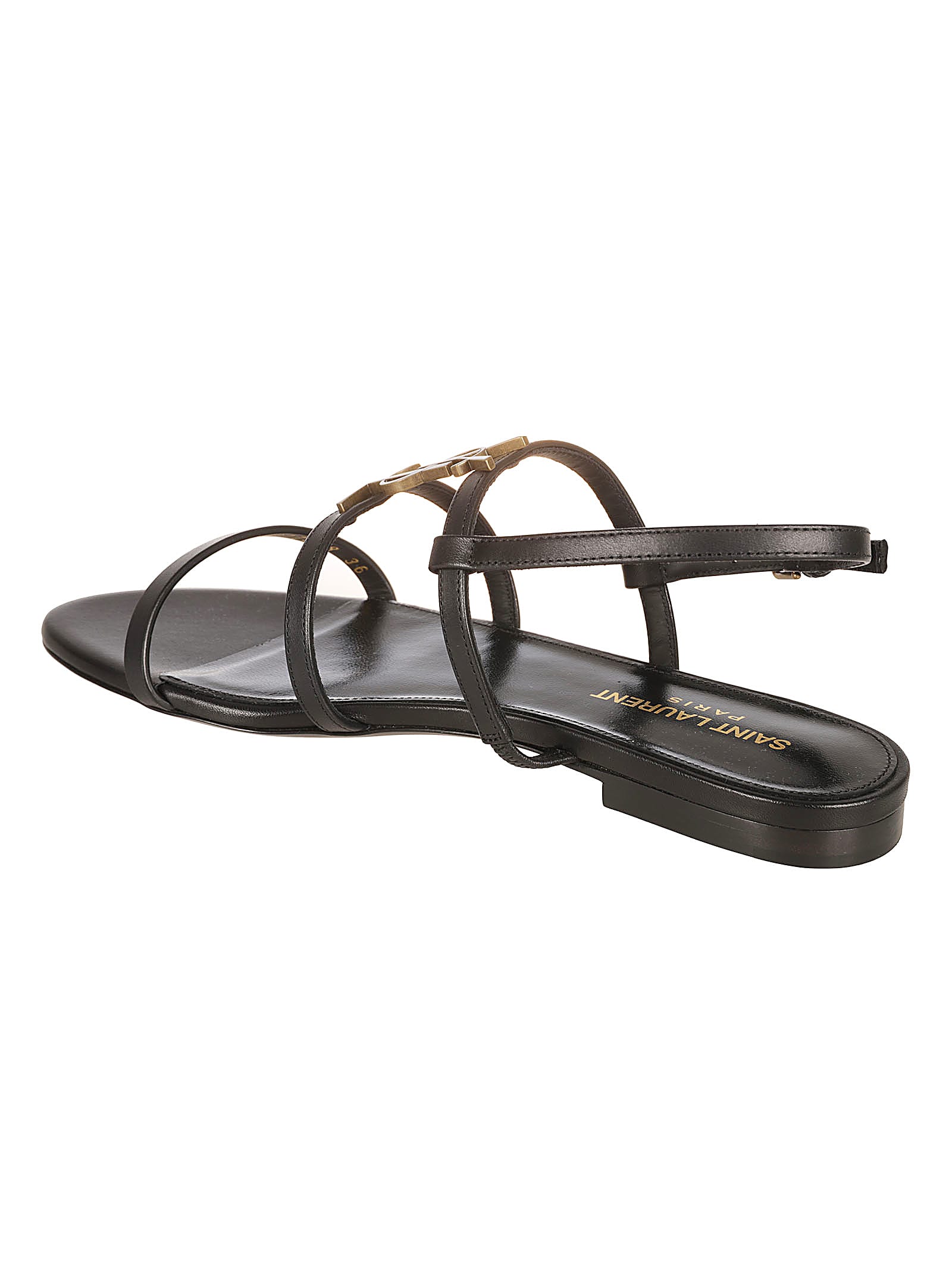 Shop Saint Laurent New Cassandra Flat Sandals In Black