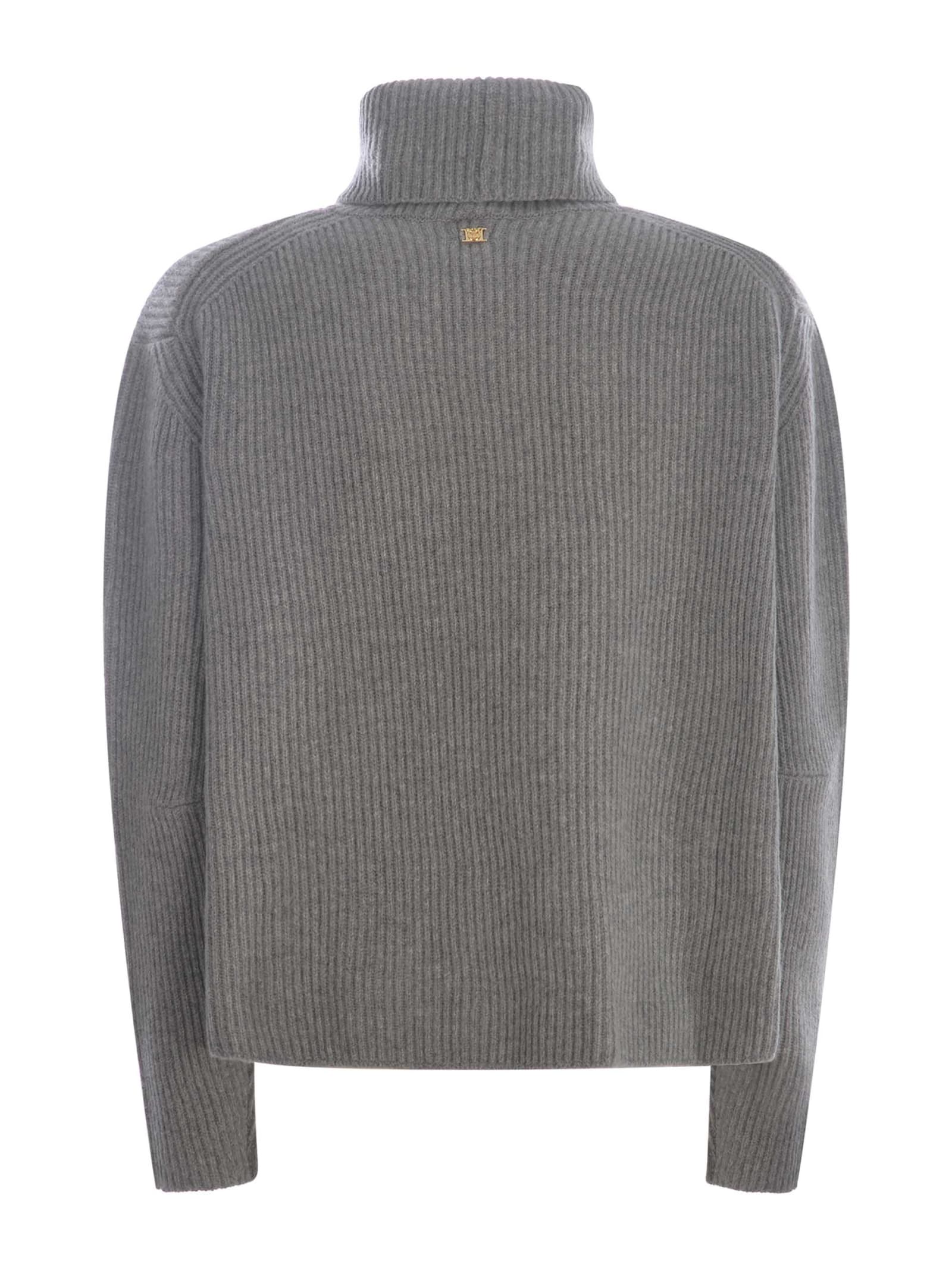 Shop Pinko Turtleneck Sweater  Vigogna In Wool And Cashmere In Grigio
