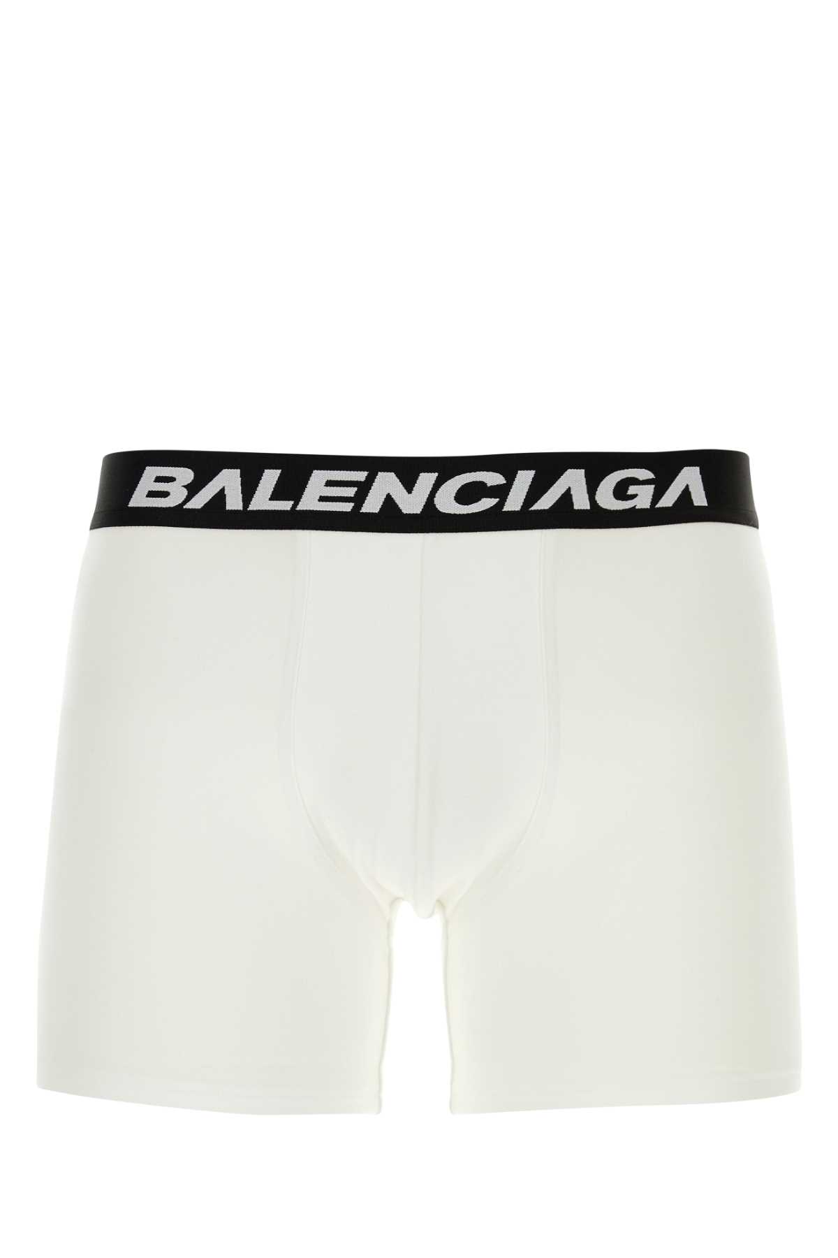 Shop Balenciaga White Stretch Cotton Racer Boxer In Whiteblack