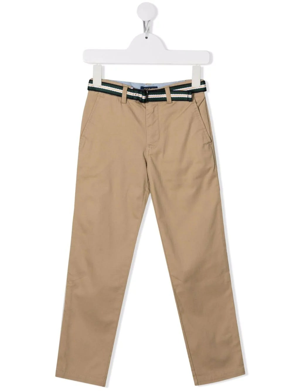 Ralph Lauren Child Trousers In Classic Khaki Stretch Chino With Belt