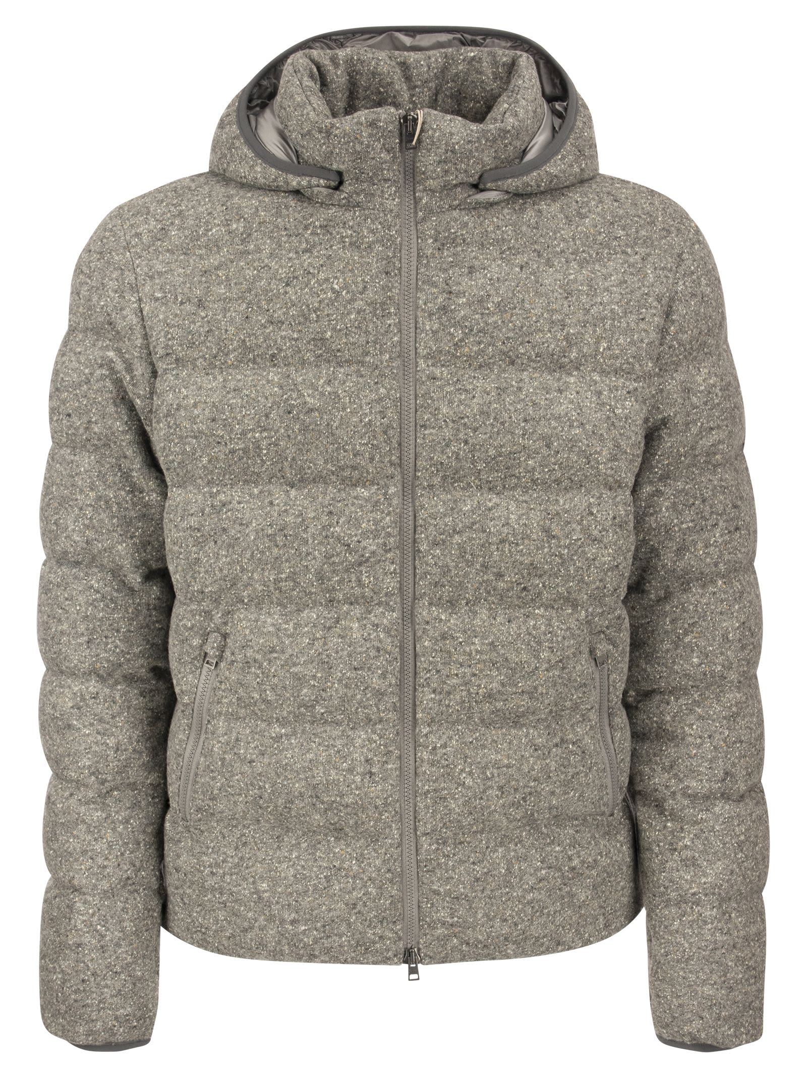 Herno Wool And Silk Blend Hooded Down Jacket