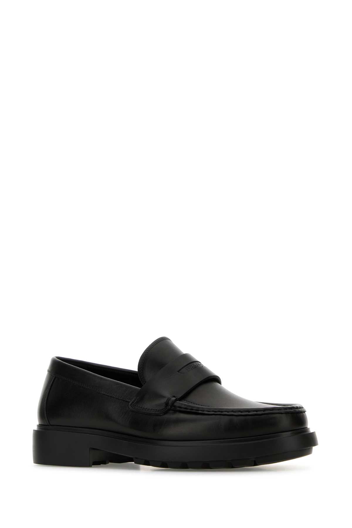 Shop Ferragamo Black Leather Donny Loafers In Neroneronero