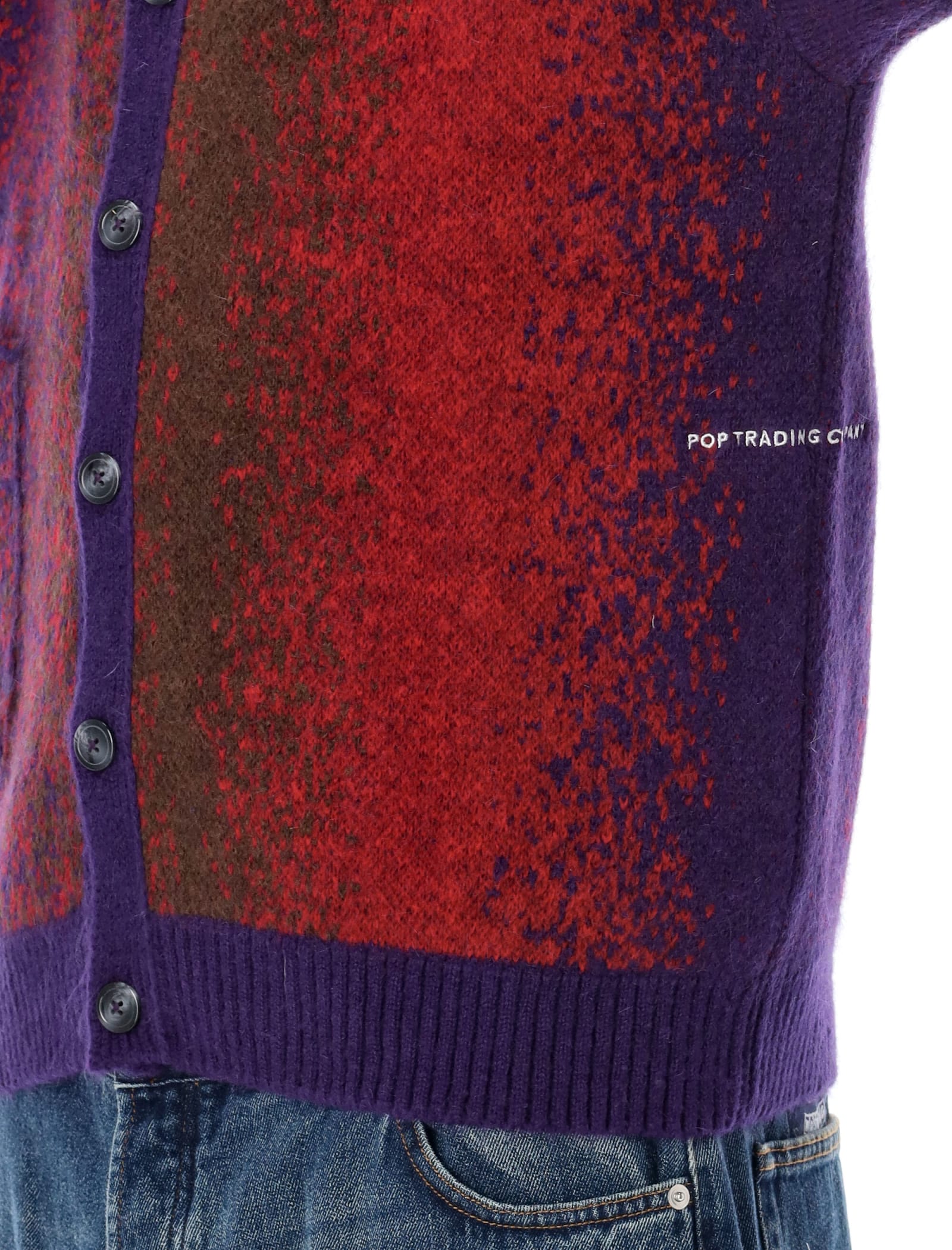 Shop Pop Trading Company Degradè Cardigan In Red Purple