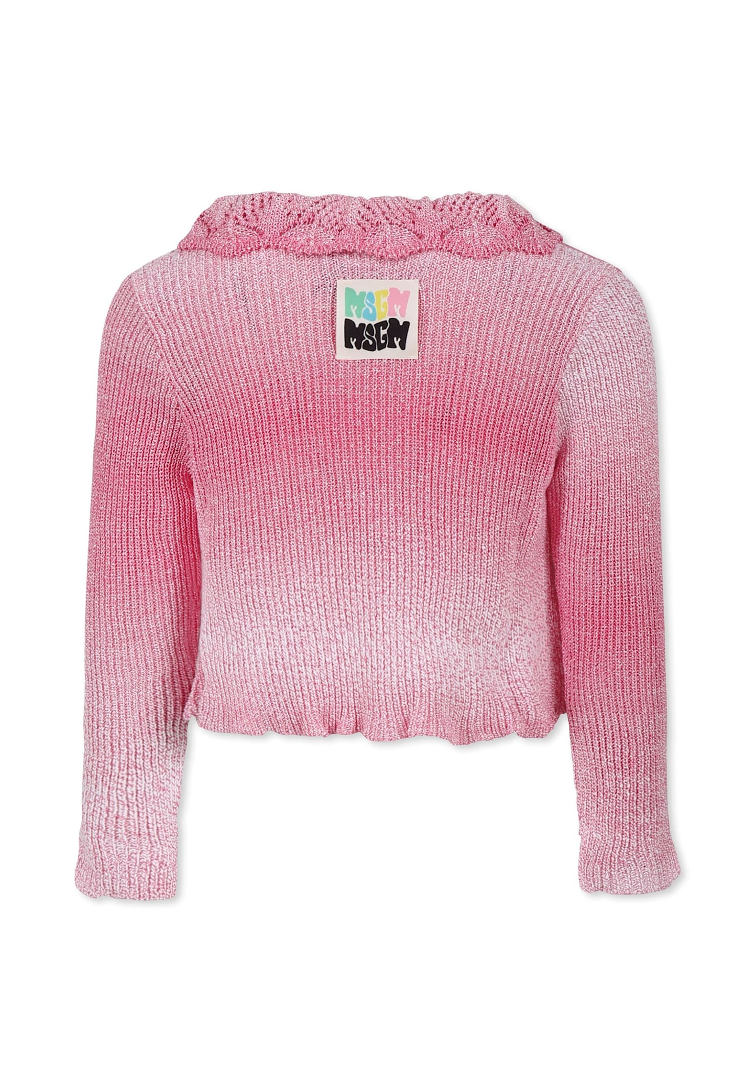 Shop Msgm Pink Cardigan For Girl With Logo