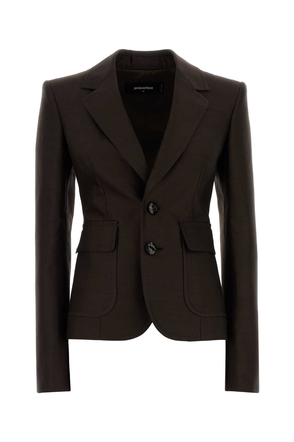 Dsquared2 Dsquared Chocolate Wool Blend Bianca Blazer In Brown