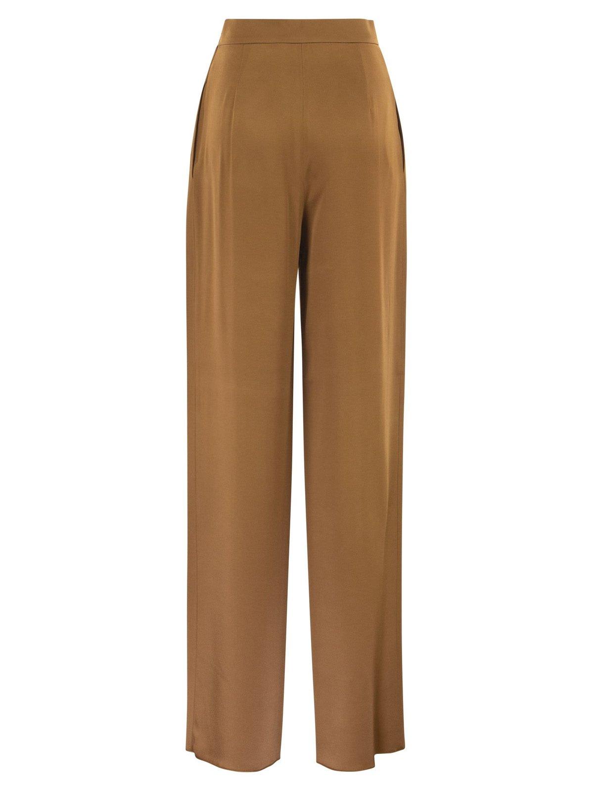 Shop Max Mara High-waisted Wide-leg Pants In Brown