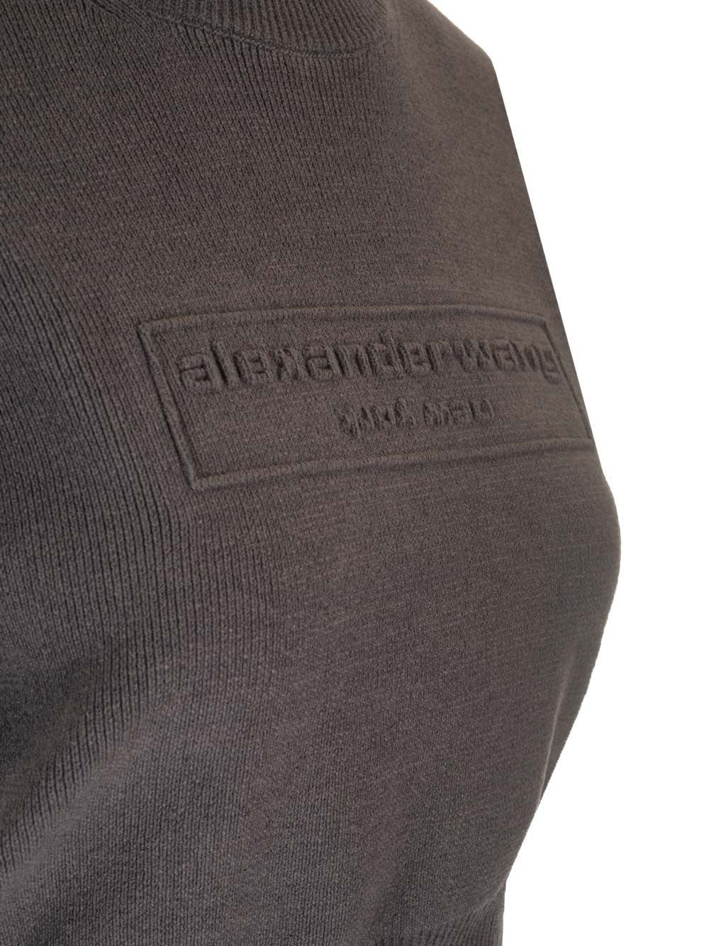 Alexander Wang Cropped Crew Neck Sweater T-shirt Black In Black