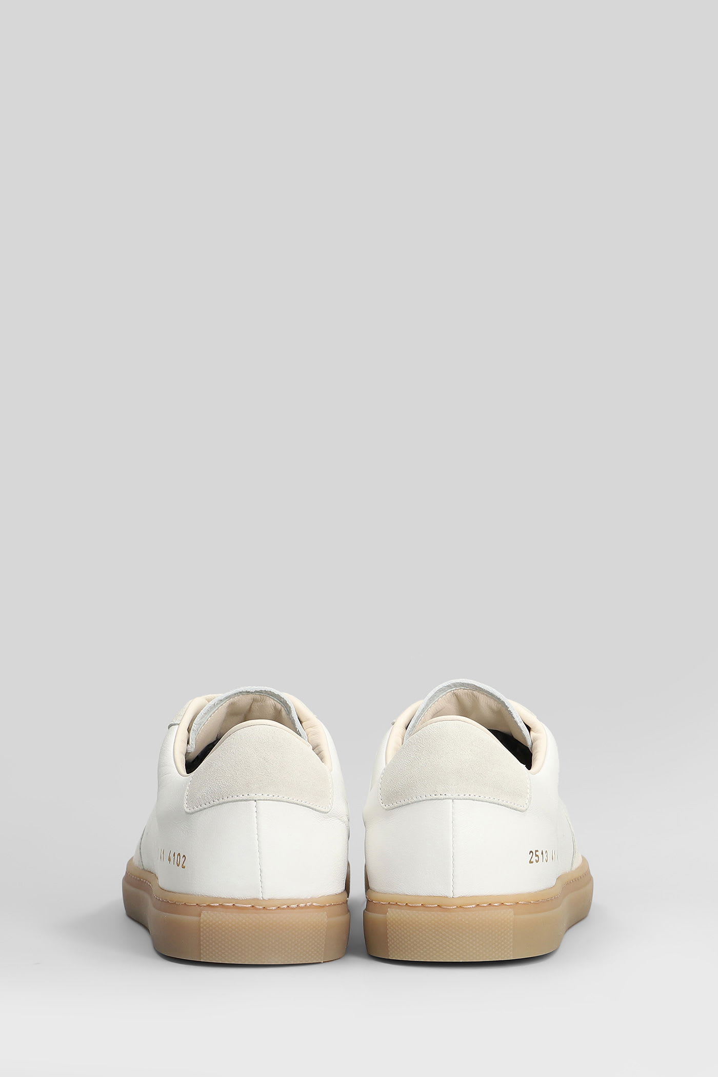 Common Projects Bball Slim Sneakers In White Suede And Leather In White