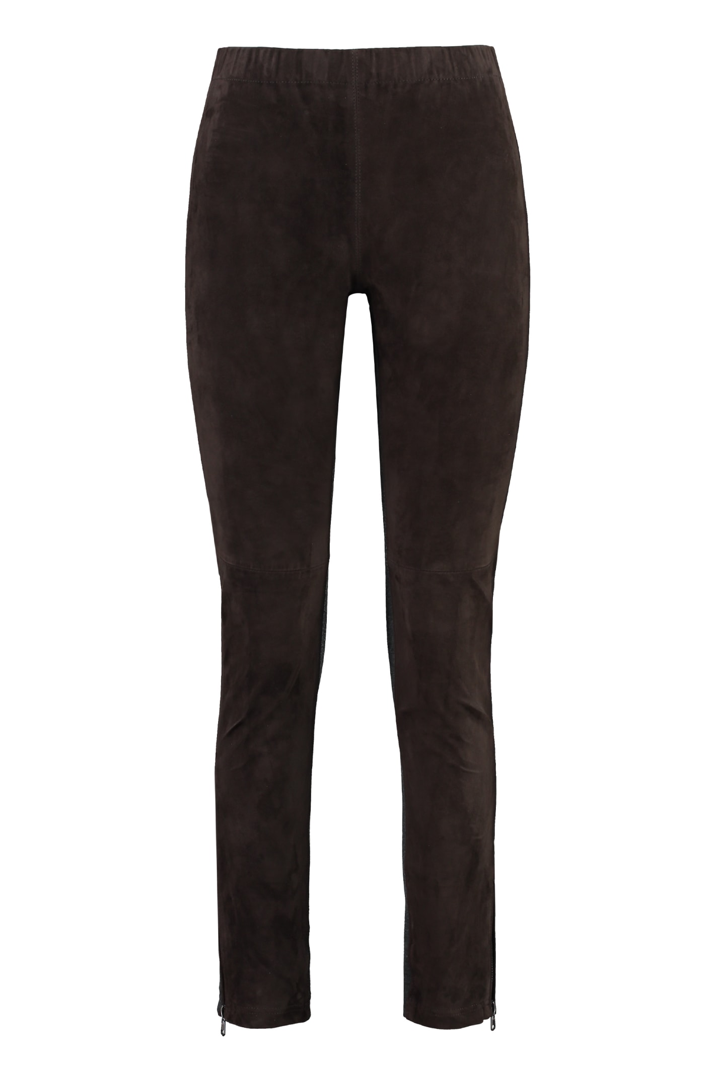 Shop P.a.r.o.s.h Suede Leggings In Brown