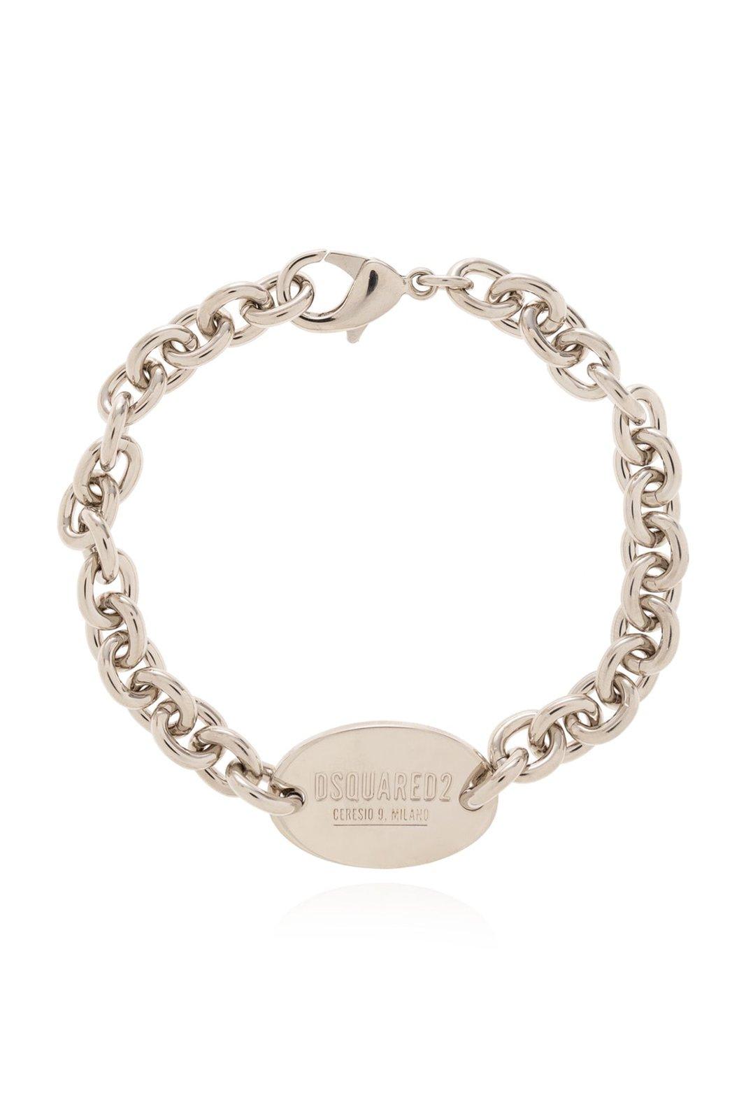 Shop Dsquared2 Logo Engraved Bracelet In Silver