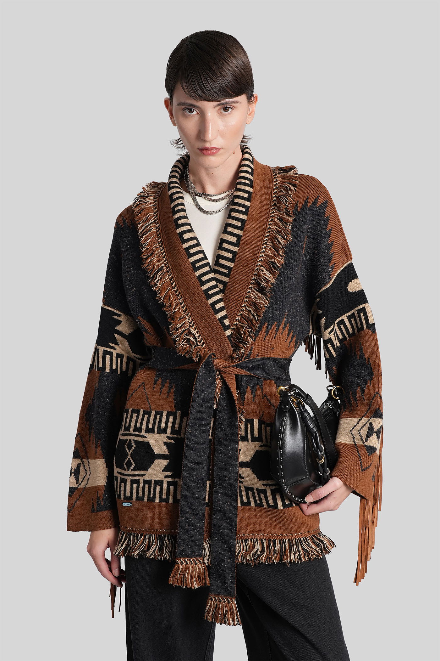 Alanui Cardigan In Multicolor Wool In Multi