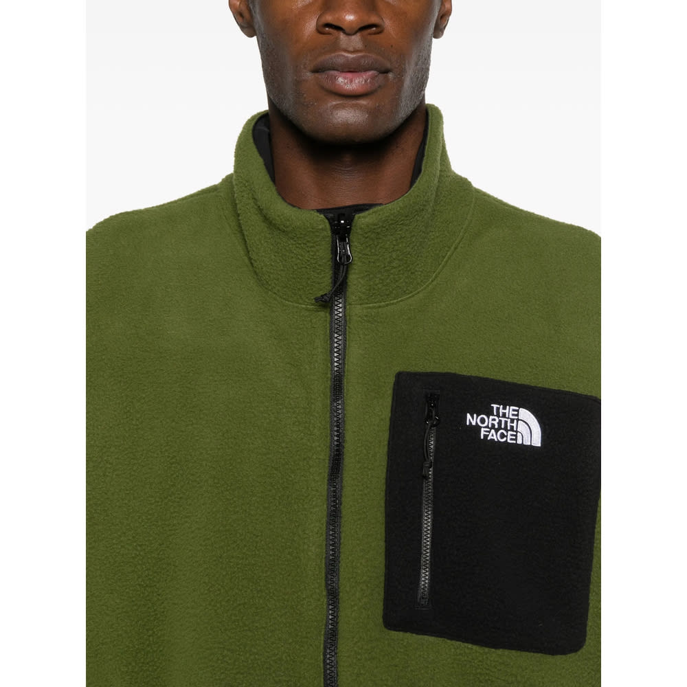 The North Face Reversible Fleece Jacket Wind Protection In Green