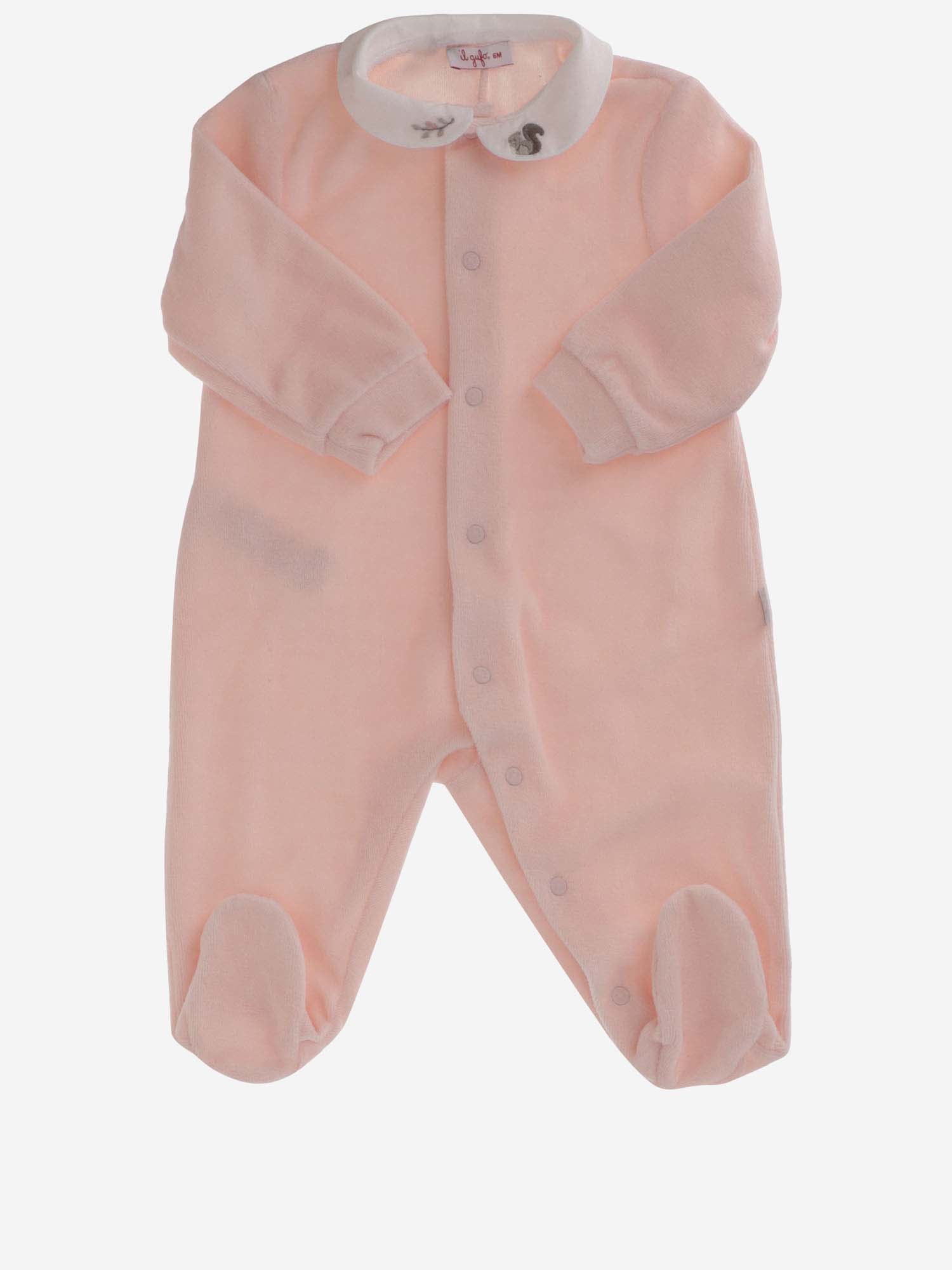 Il Gufo Kids' Full Length Velvet Jumpsuit In Pink