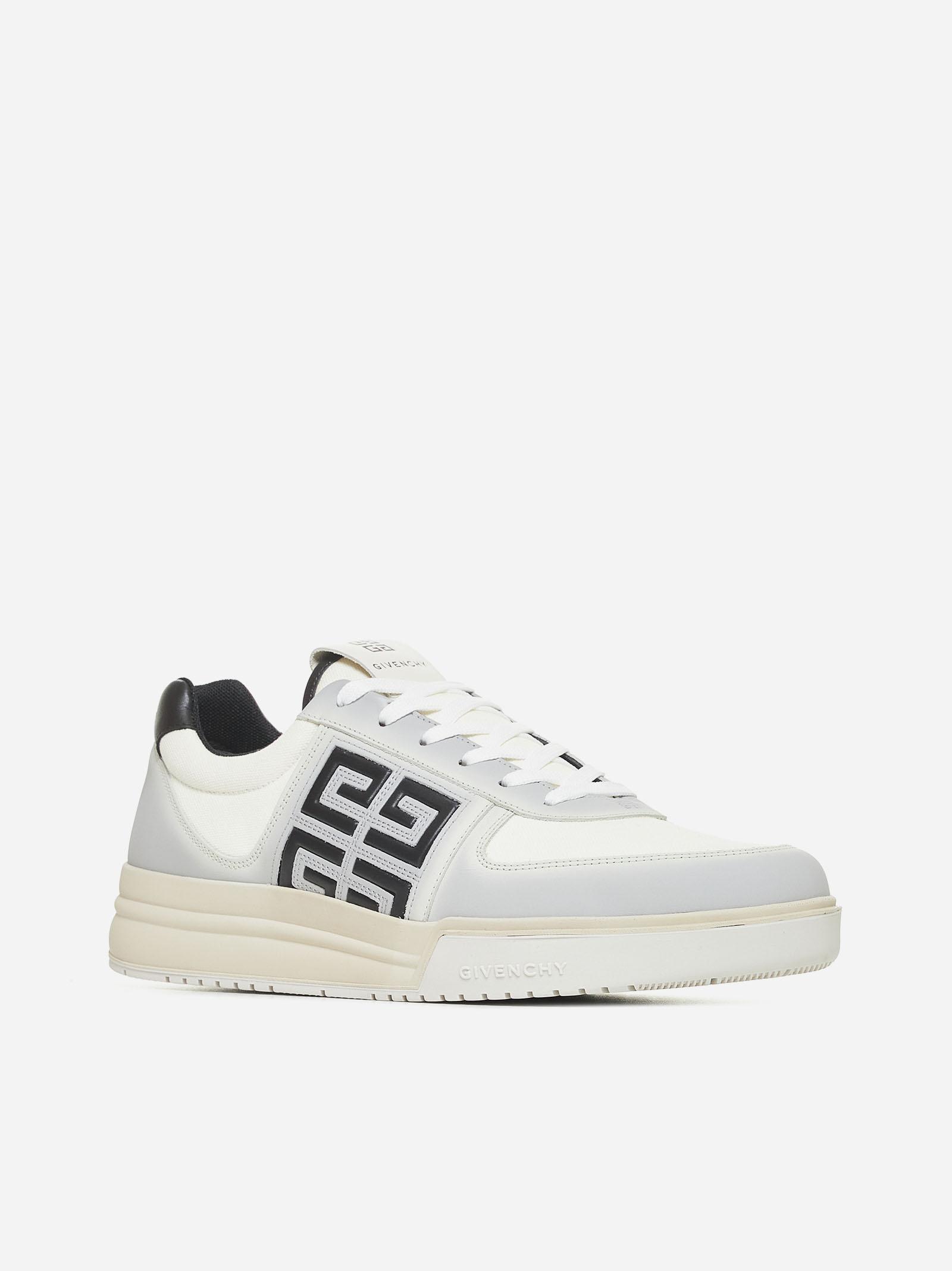 Shop Givenchy G4 Leather And Fabric Sneakers In White