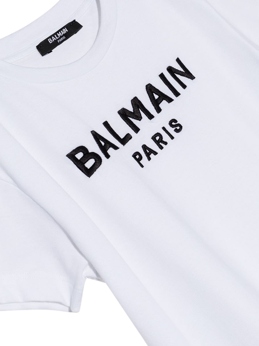 Shop Balmain Dress With Logo In White