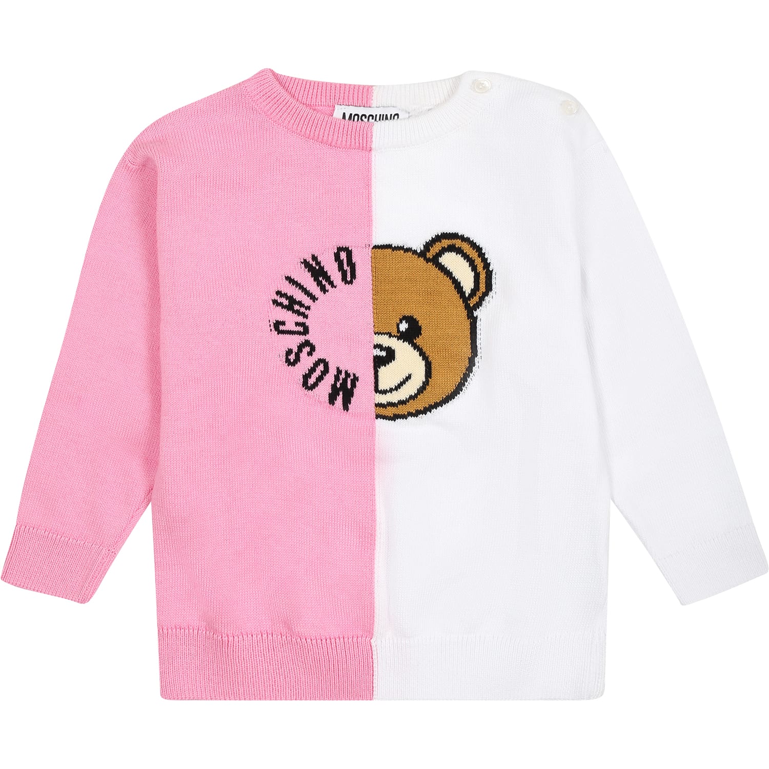 Moschino Kids' Multicolor Sweater For Baby Girl With Teddy Bear