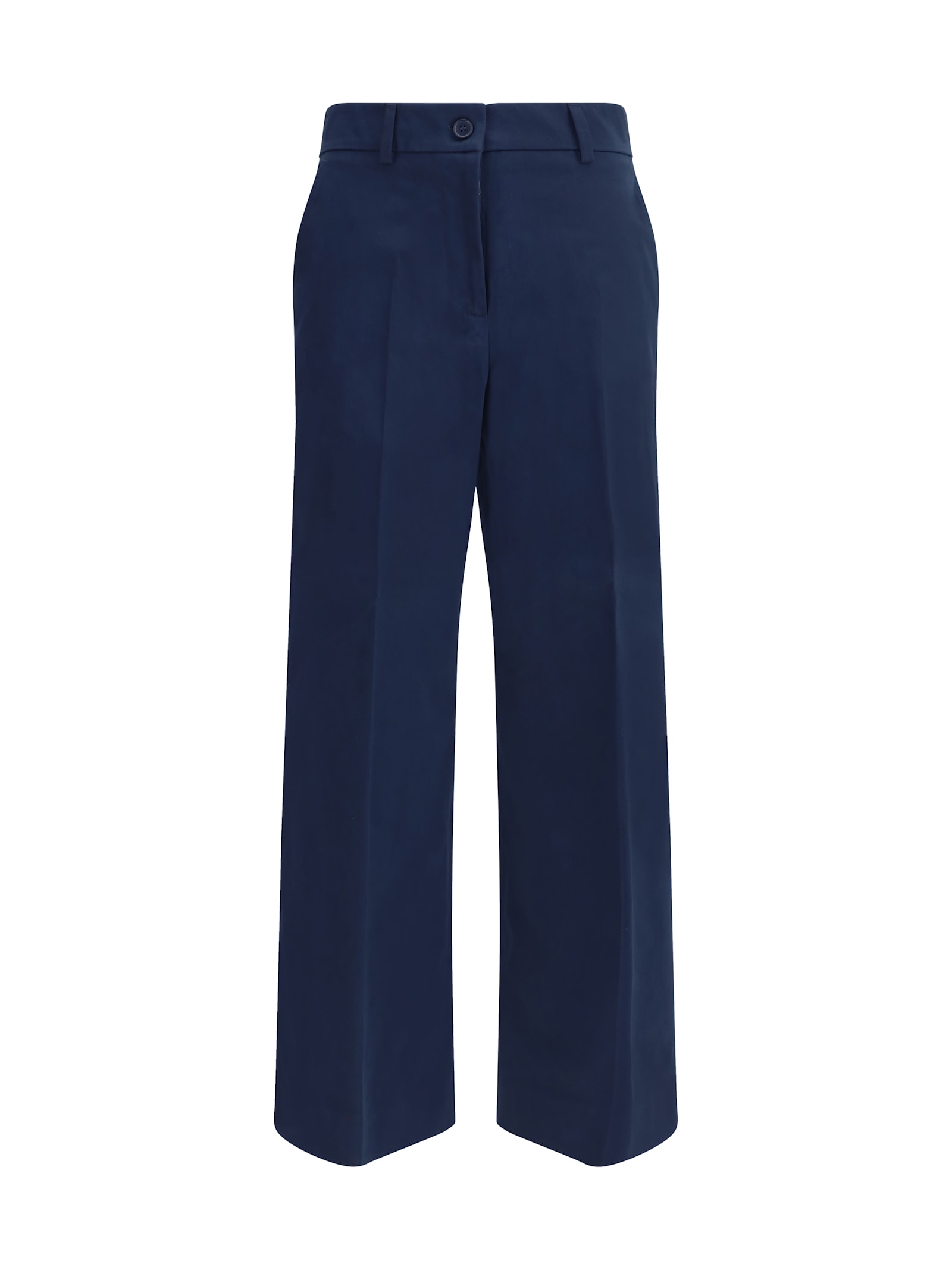 Weekend Max Mara Urial Cropped Trousers In Cotton Satin In Blue